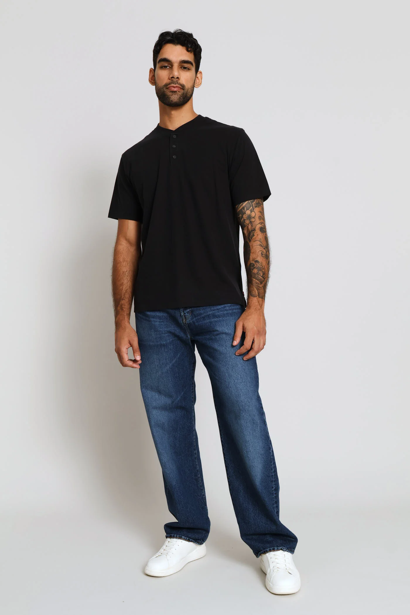 Ventura Henley Tee - Black - Image 5