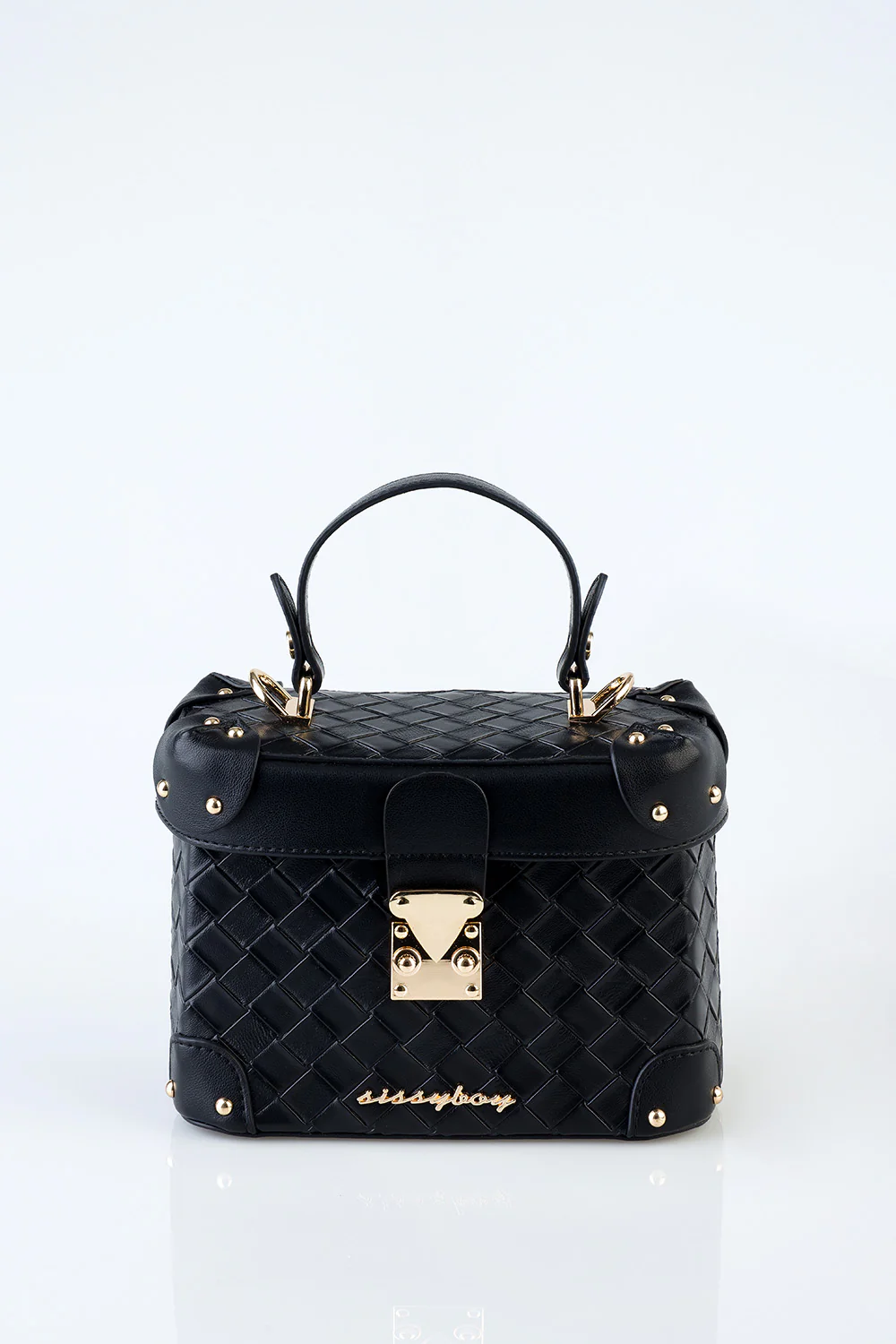 Vicki Handbag With Textured Fabric and Front Clip - Black - Image 4