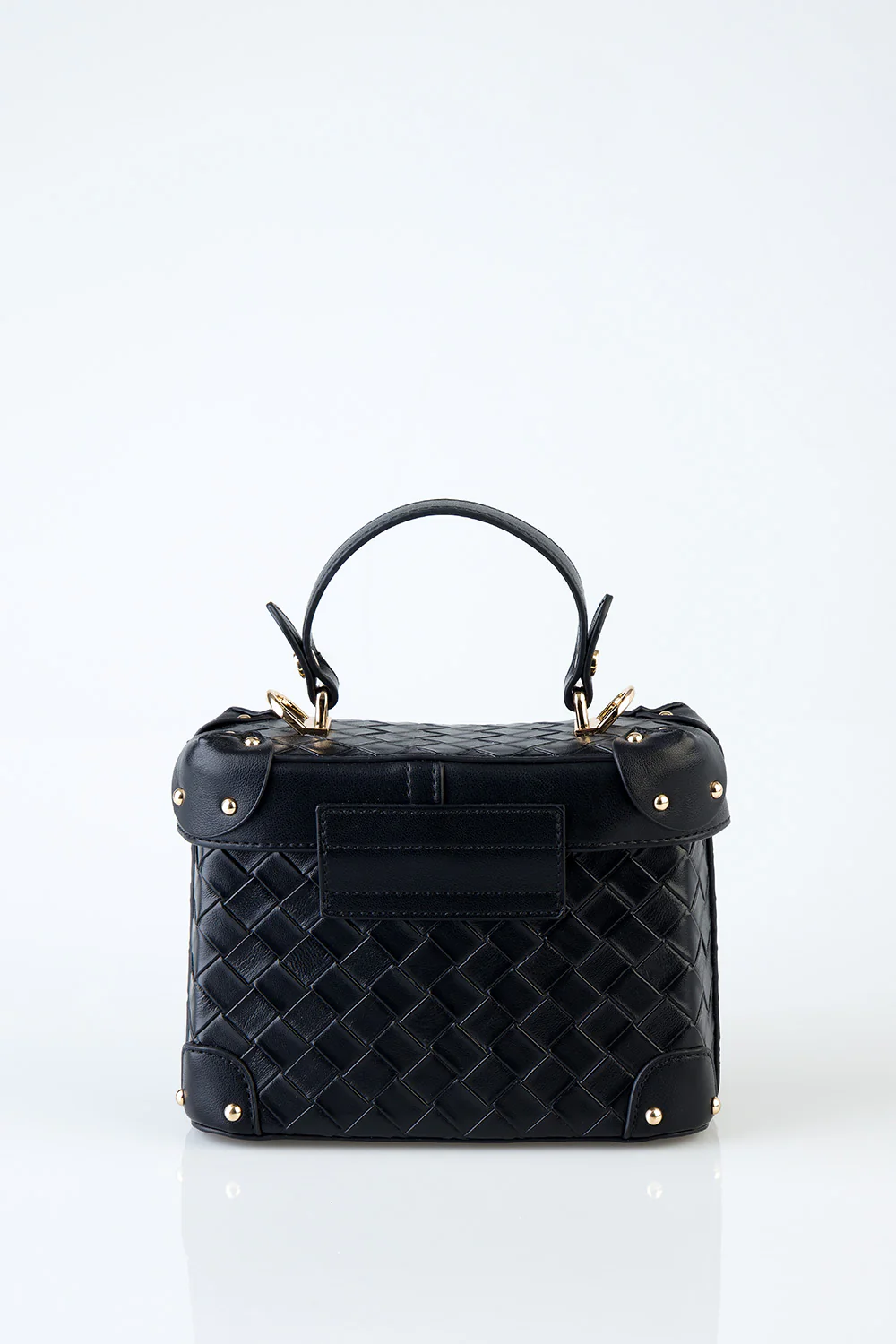 Vicki Handbag With Textured Fabric and Front Clip - Black - Image 5