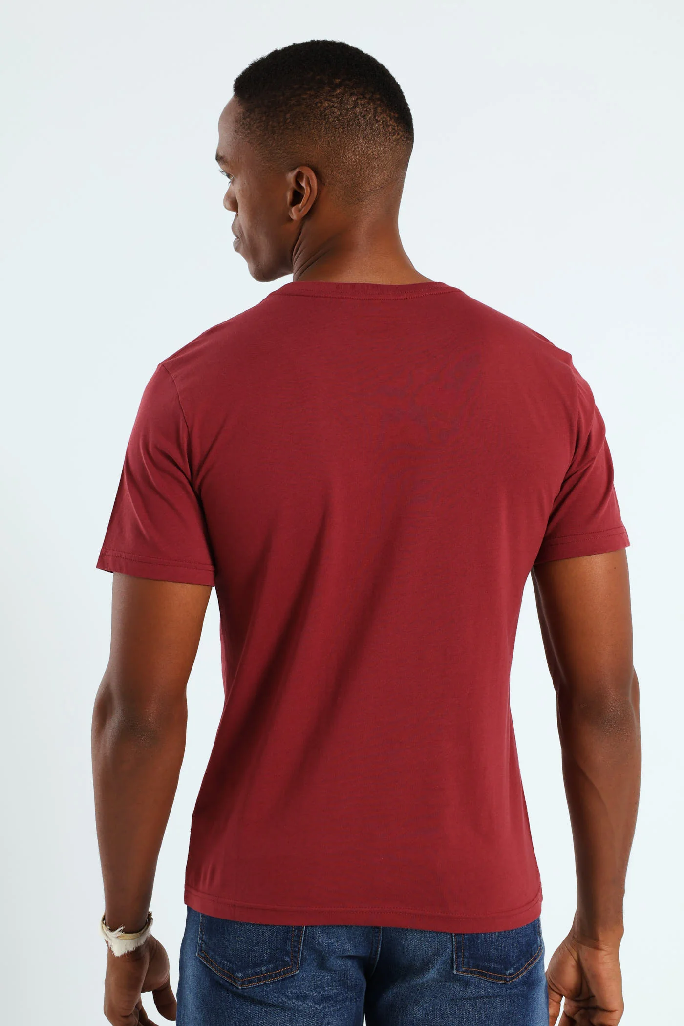 Vintage Blue Jeans Tee - Burgundy - Image 4