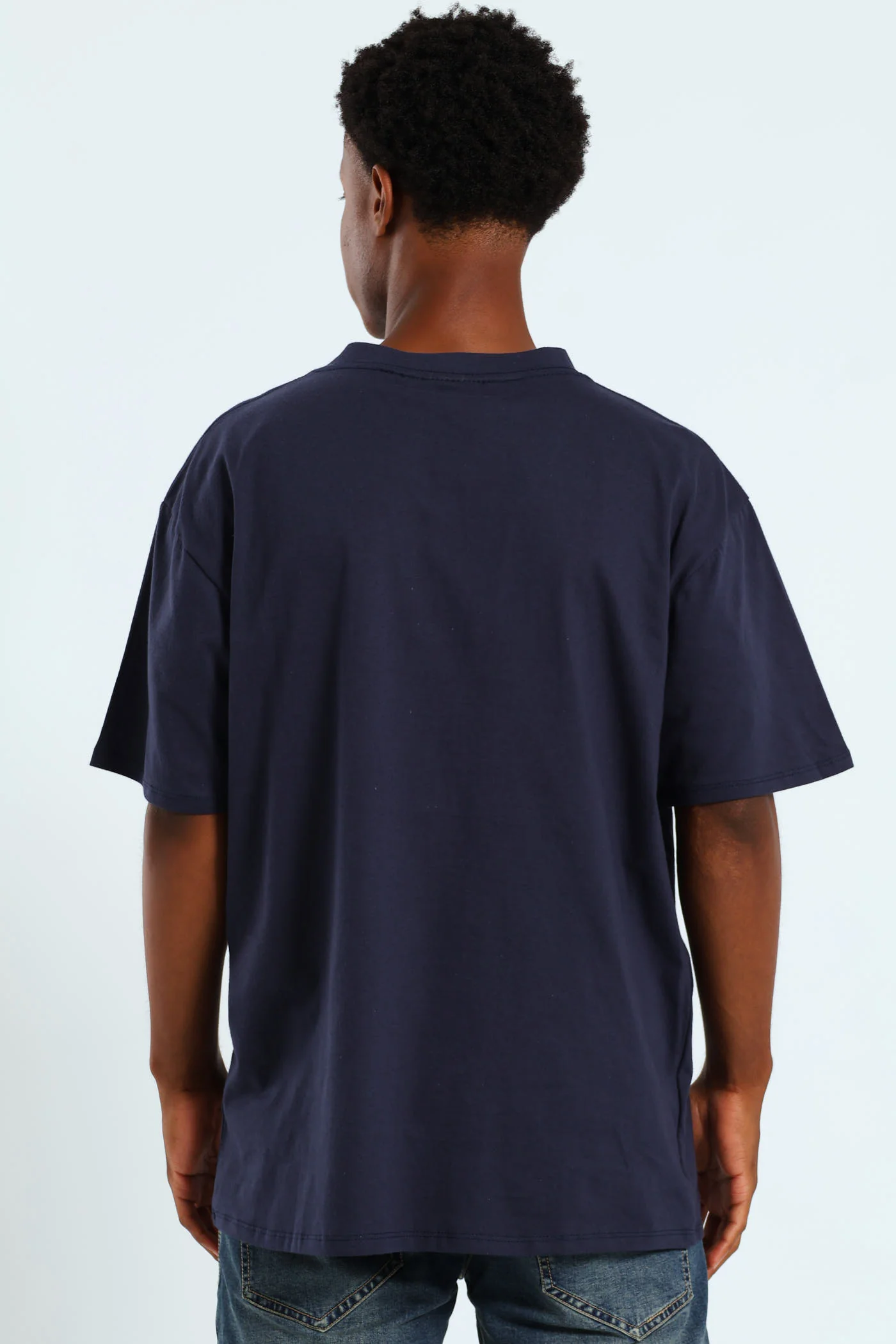 Vintage Chest Print Tee - Navy - Image 3