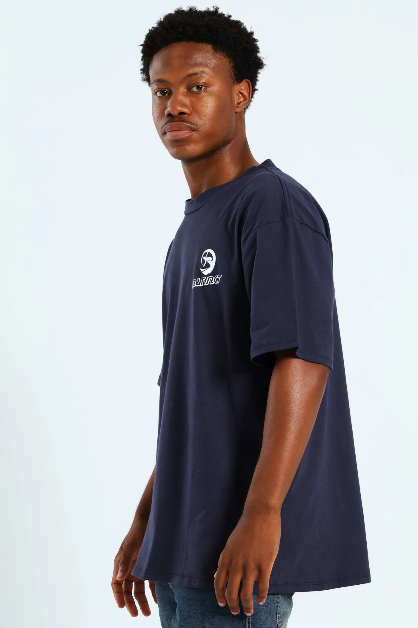 Vintage Chest Print Tee - Navy - Image 4