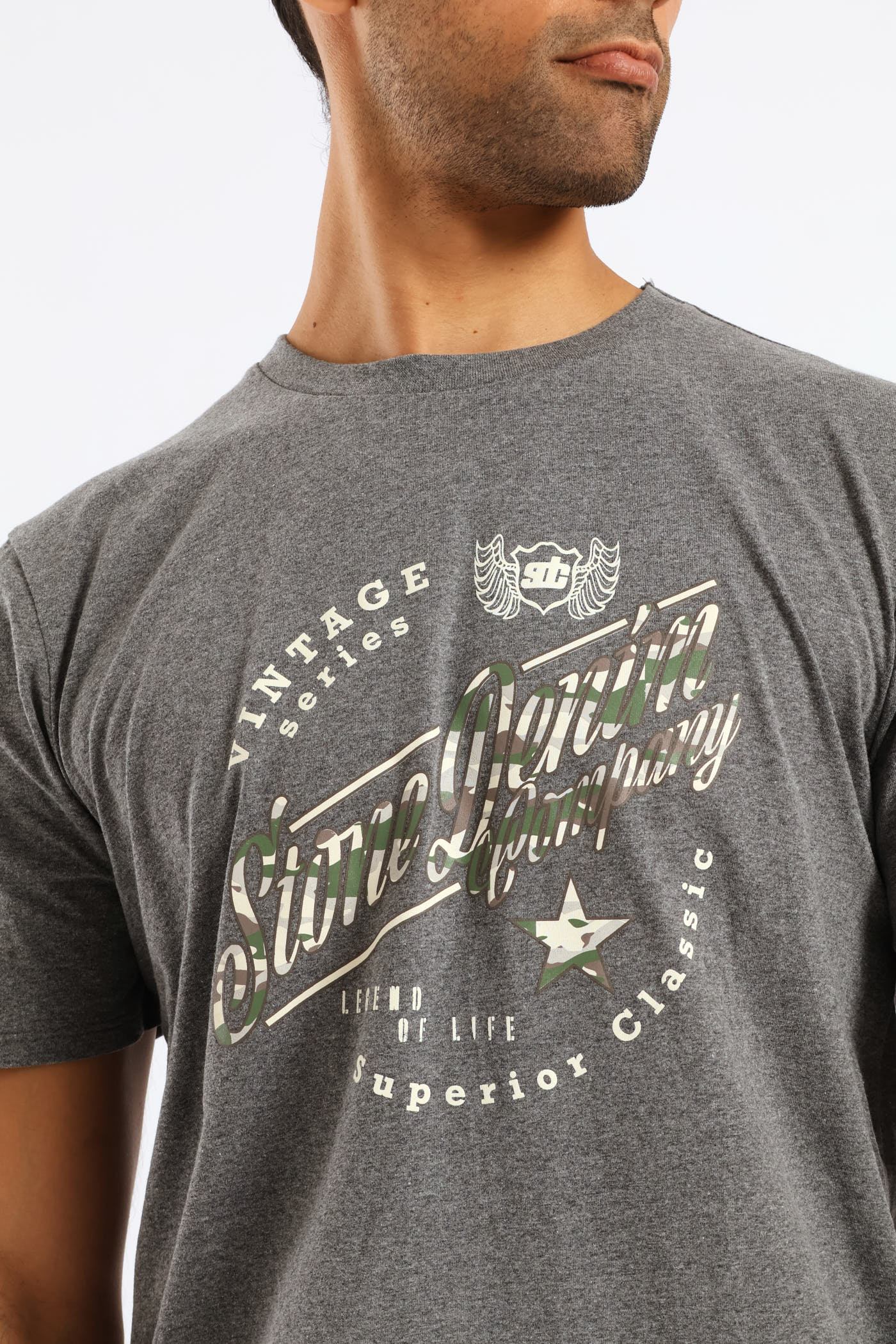 Vintage Legend Tee - Charcoal Melange - Image 2