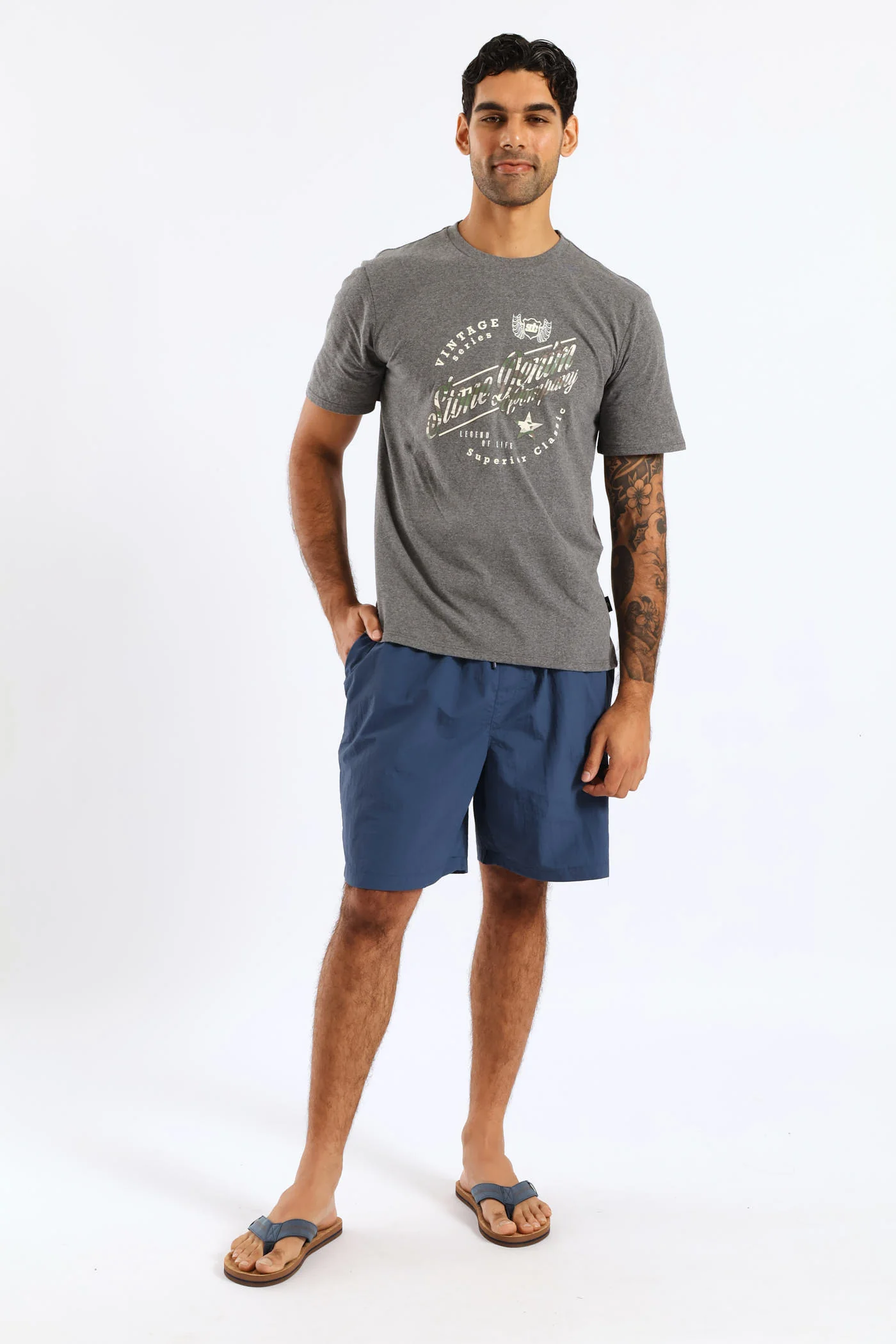 Vintage Legend Tee - Charcoal Melange - Image 5