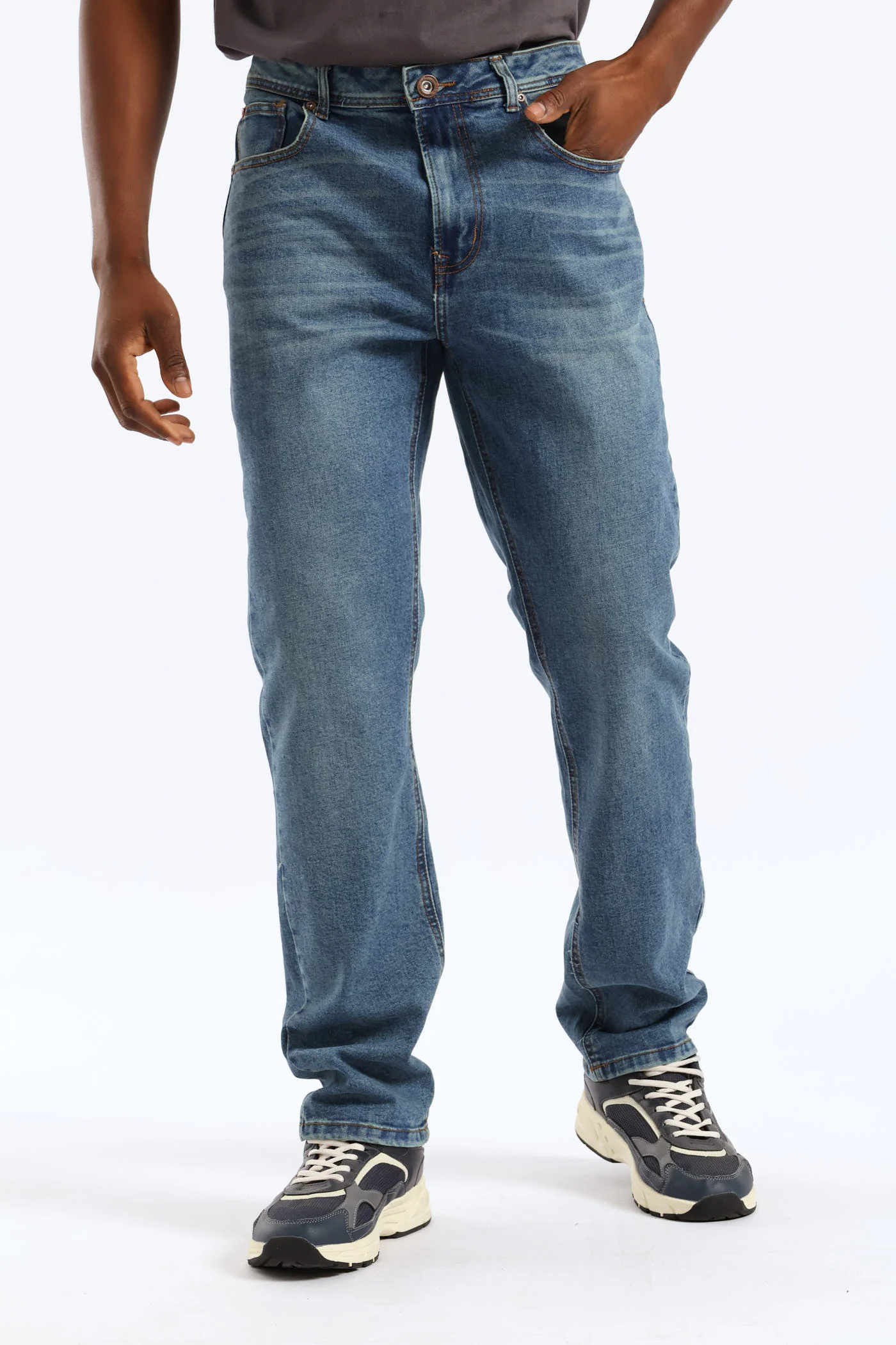 Vintage Midwash Tea Stain Straight Denim - Mid Wash - Image 2