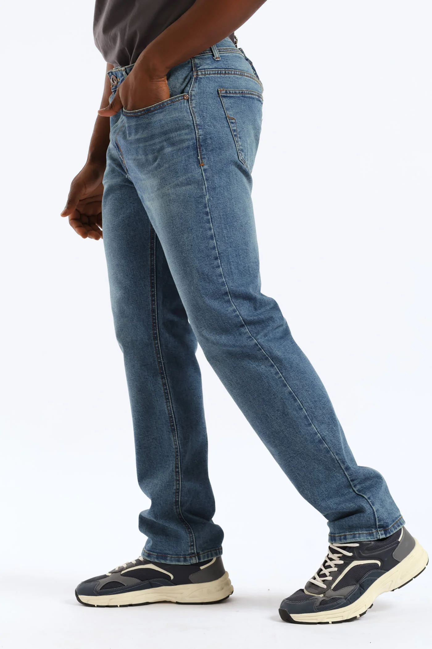 Vintage Midwash Tea Stain Straight Denim - Mid Wash - Image 3