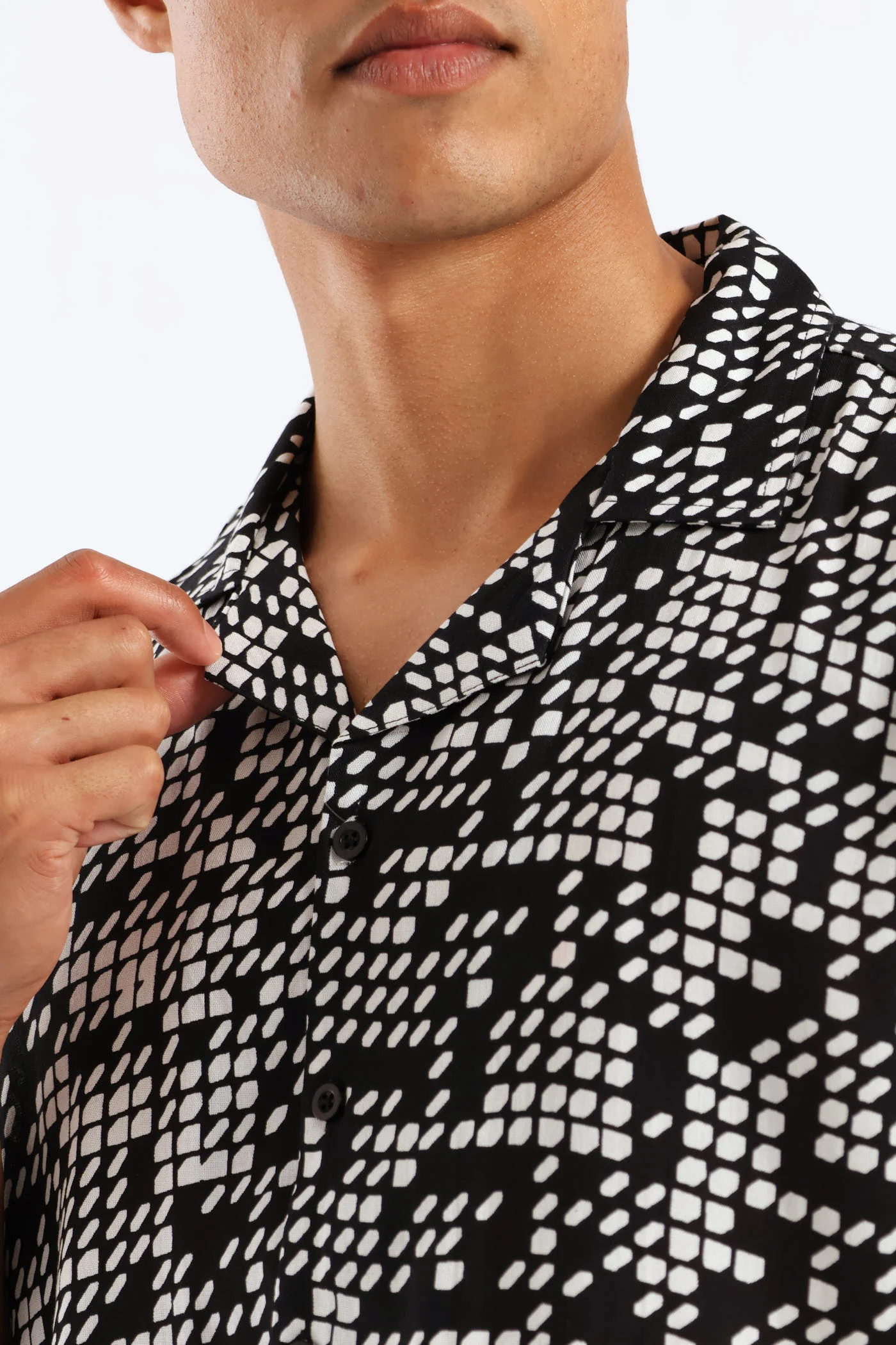 Viscose Geo Print Shirt - Black/White - Image 2