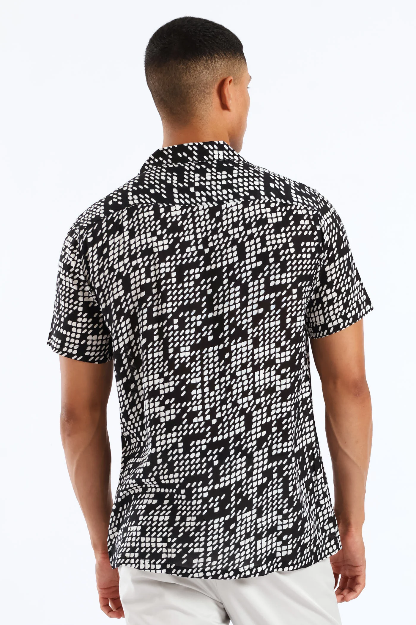 Viscose Geo Print Shirt - Black/White - Image 4