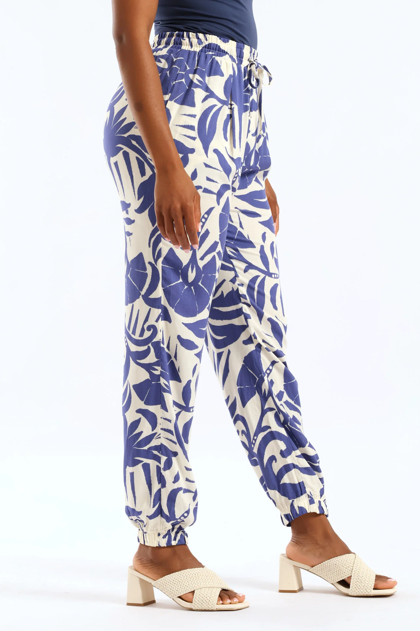 Viscose Jogger - Cream/Blue - Image 4