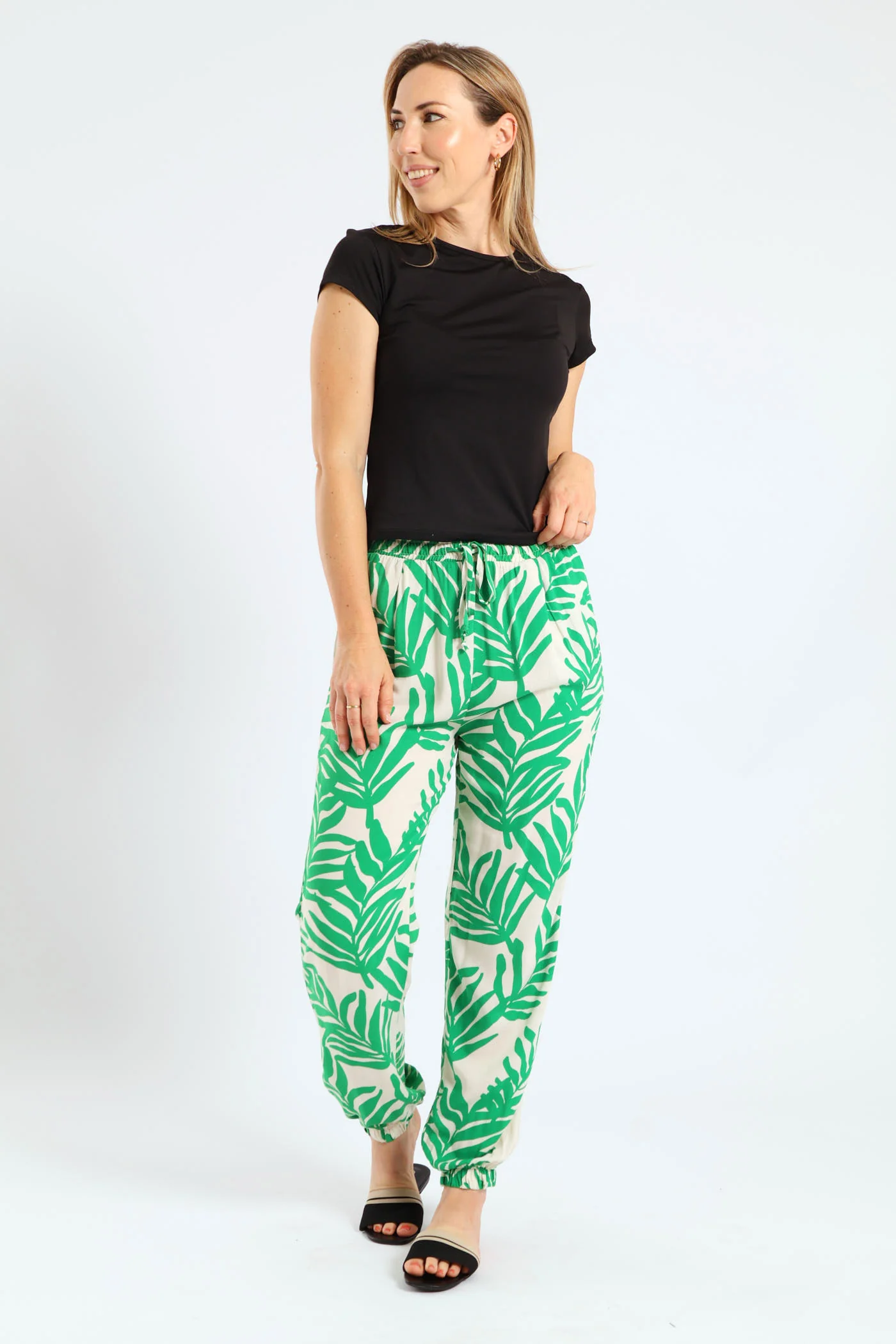 Viscose Jogger - Stone/Green - Image 2