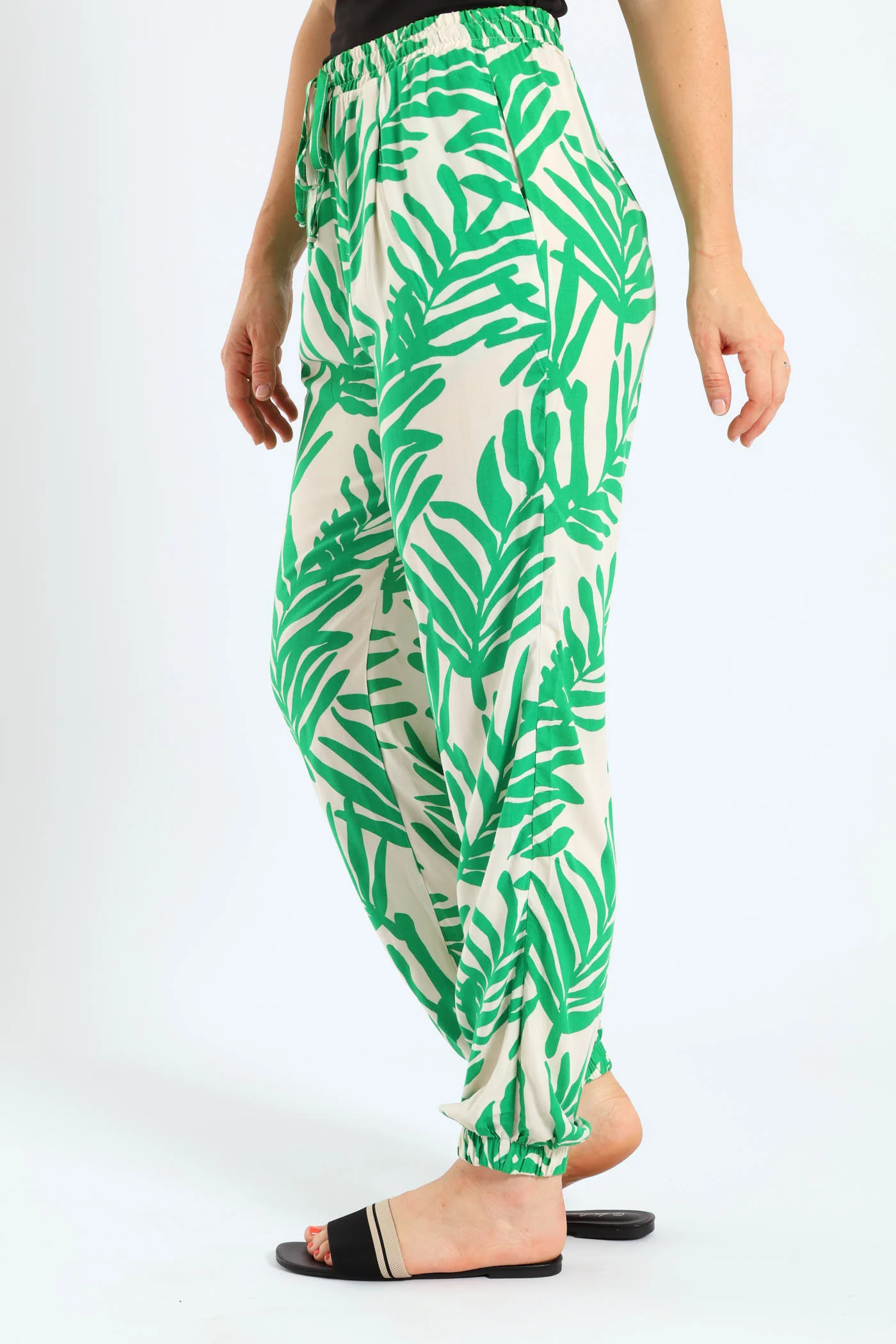 Viscose Jogger - Stone/Green - Image 3