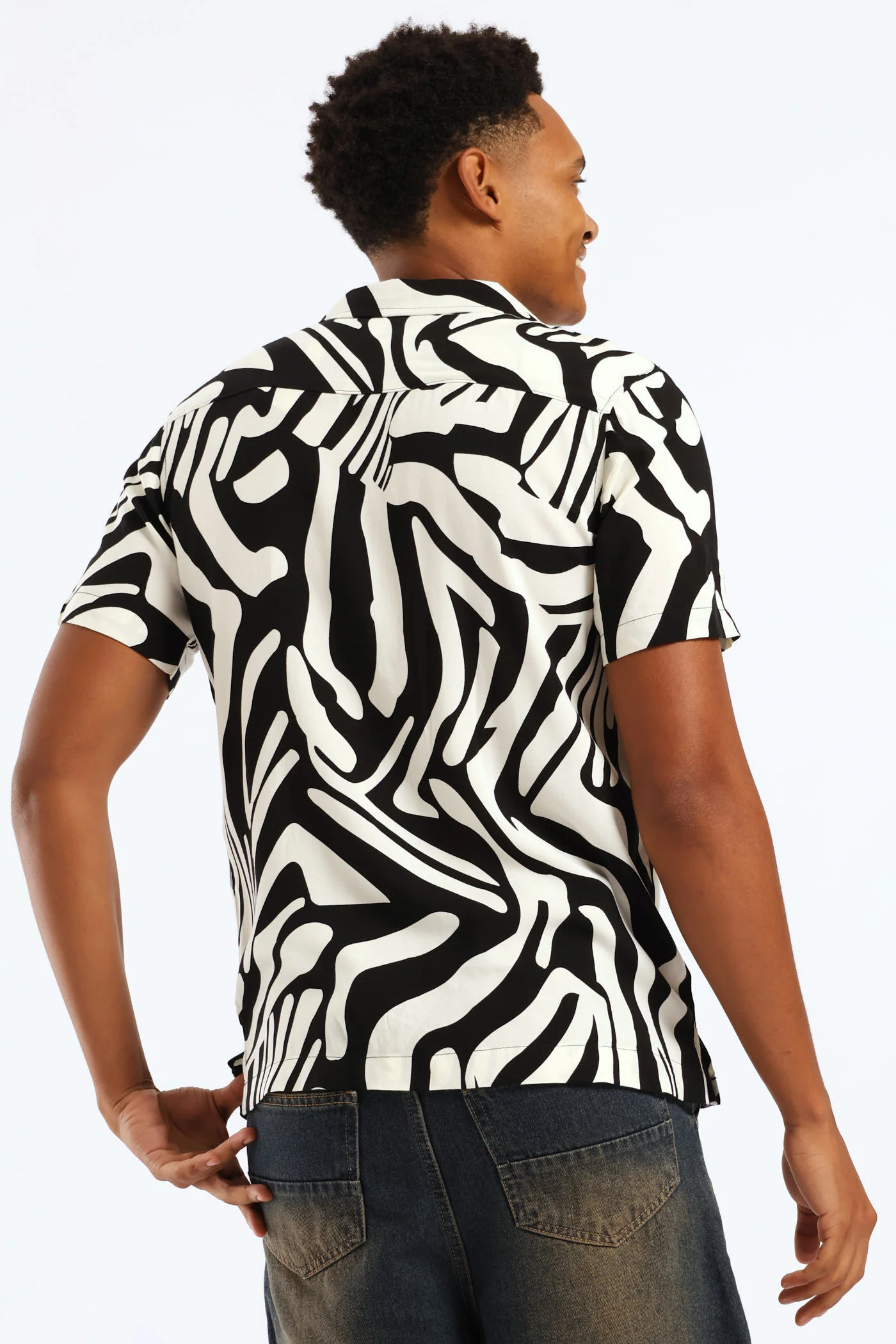 Viscose Print Shirt - Black/White - Image 4