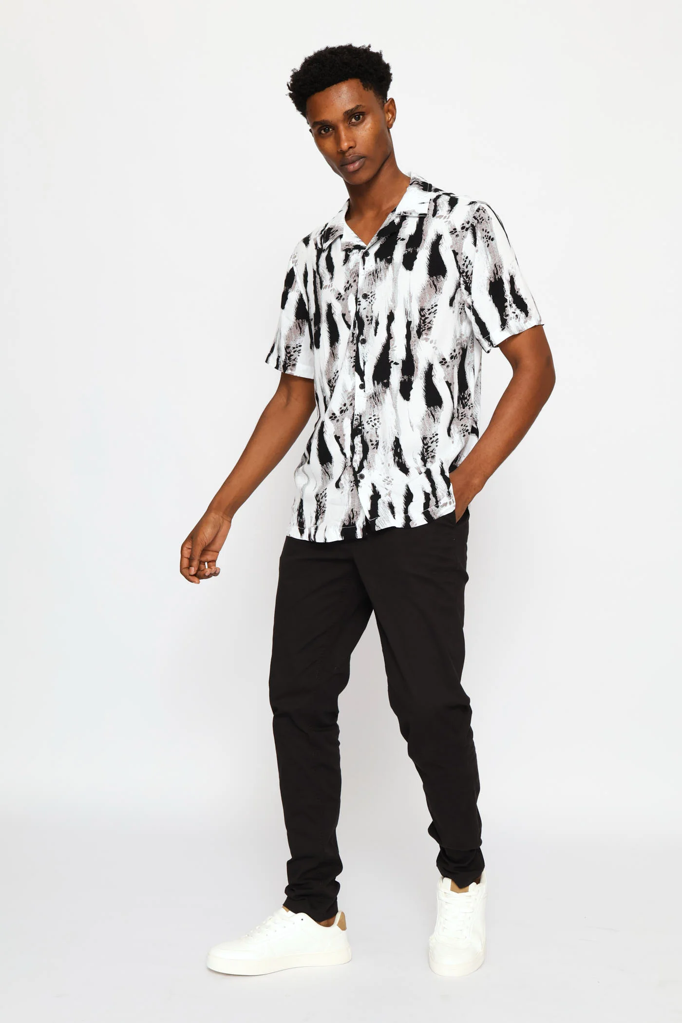 Viscose Shirt - White/Black/Grey - Image 5