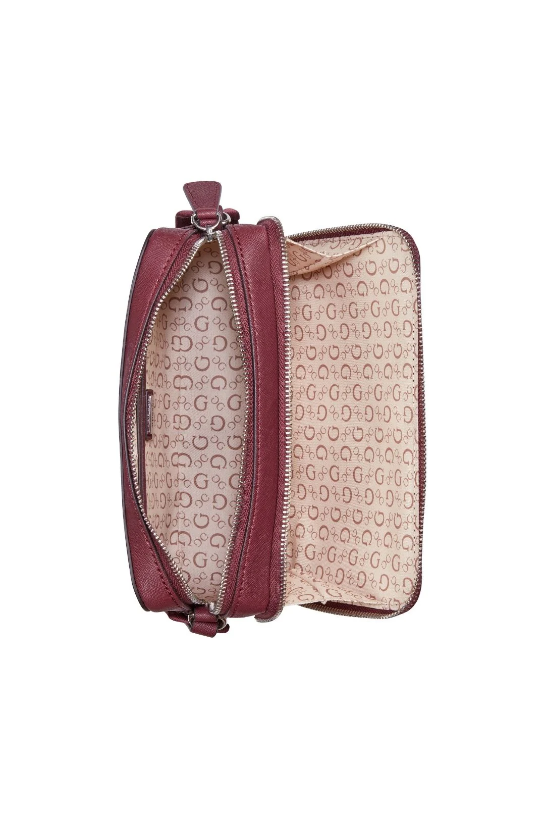 Viviette Double Zip Crossbody Bag - Oxblood - Image 4