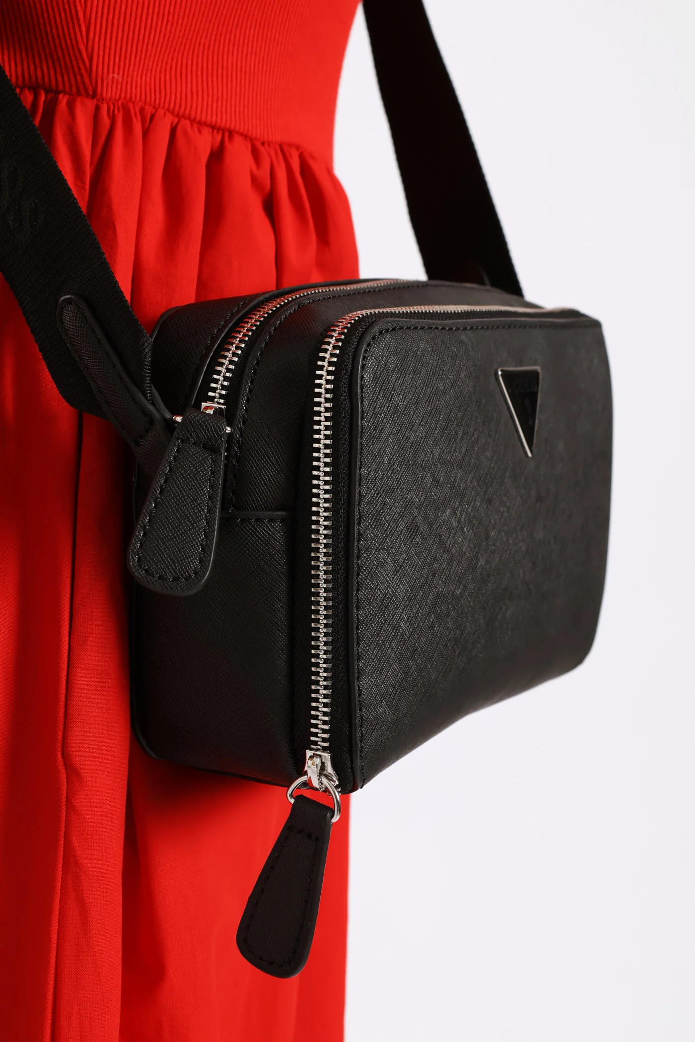 Viviette Mini Double Zip Crossbody Bag - Black - Image 2