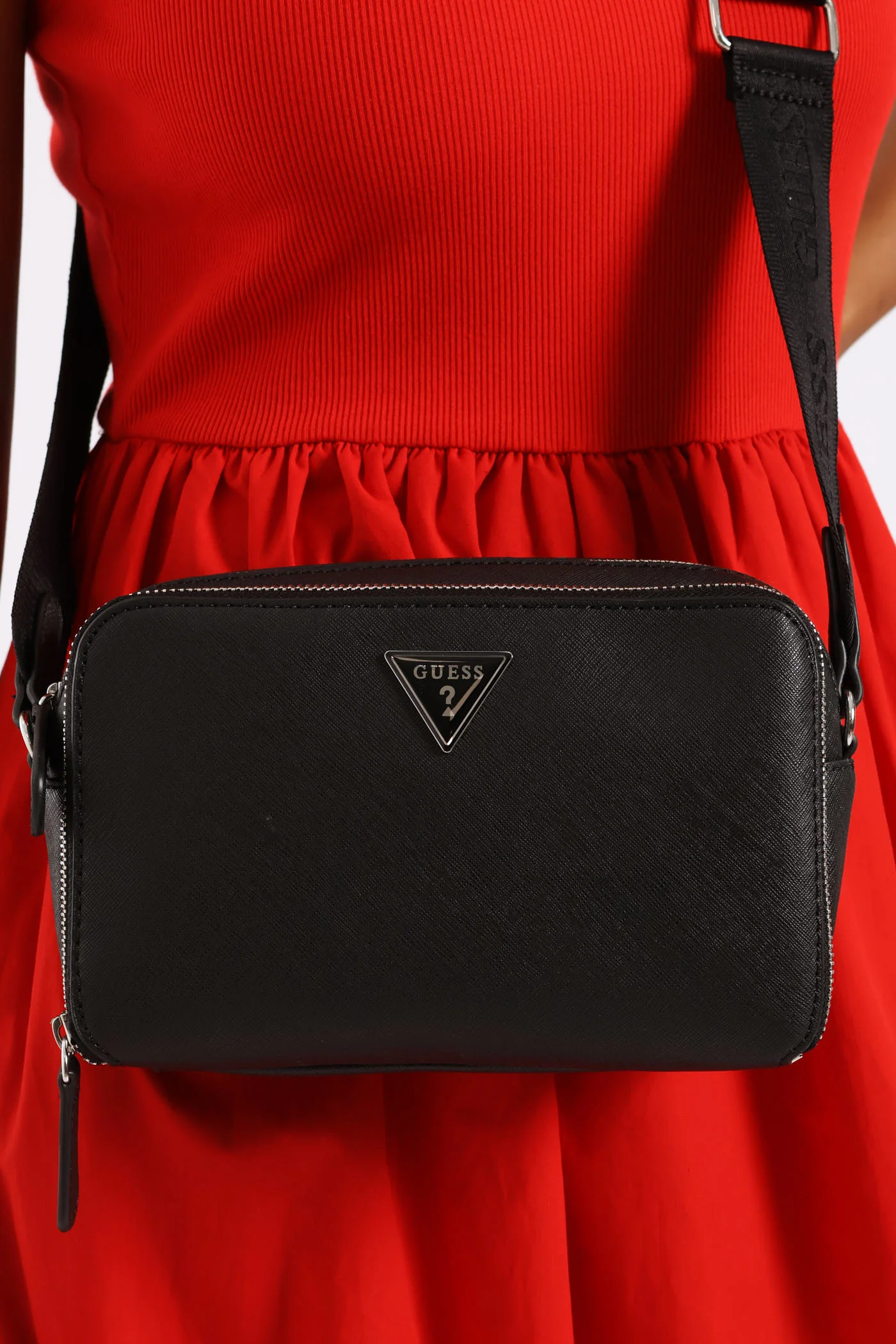 Viviette Mini Double Zip Crossbody Bag - Black - Image 3