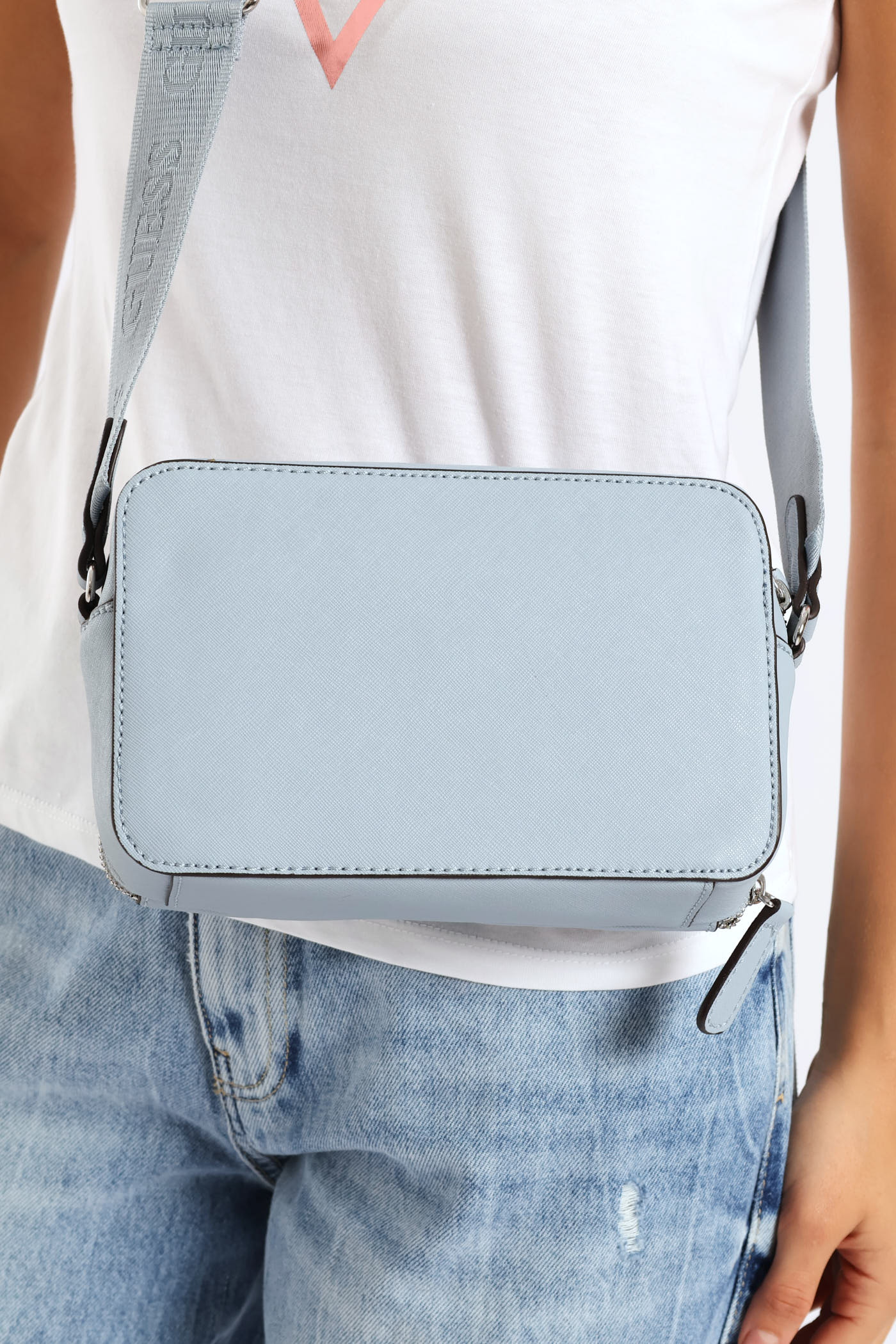 Viviette Mini Double Zip Crossbody Bag - Blue - Image 5