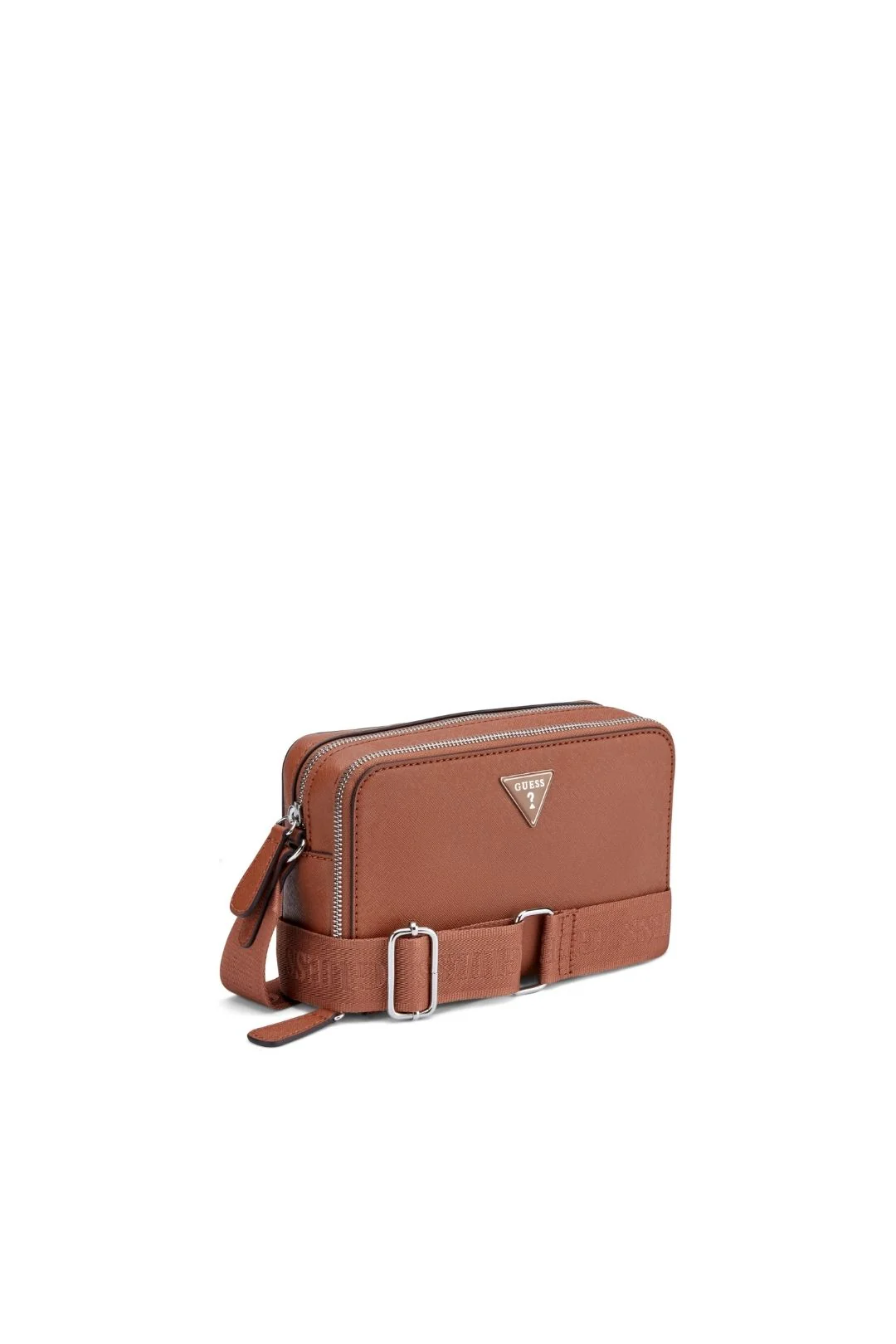 Viviette Mini Double Zip Crossbody Bag - Cognac - Image 2