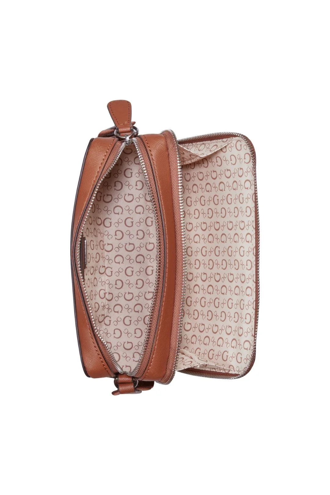 Viviette Mini Double Zip Crossbody Bag - Cognac - Image 4