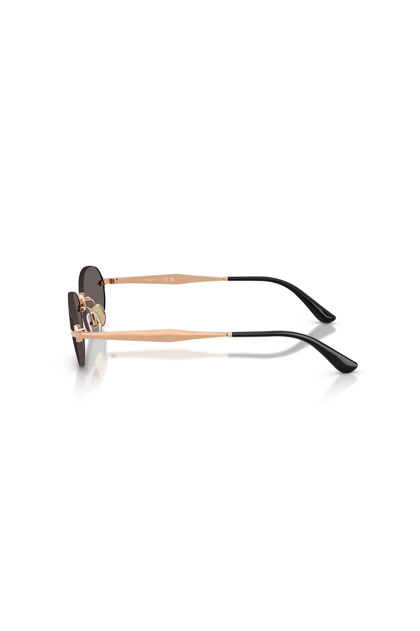 Oval Frameless Sunglasses - Black - Image 2