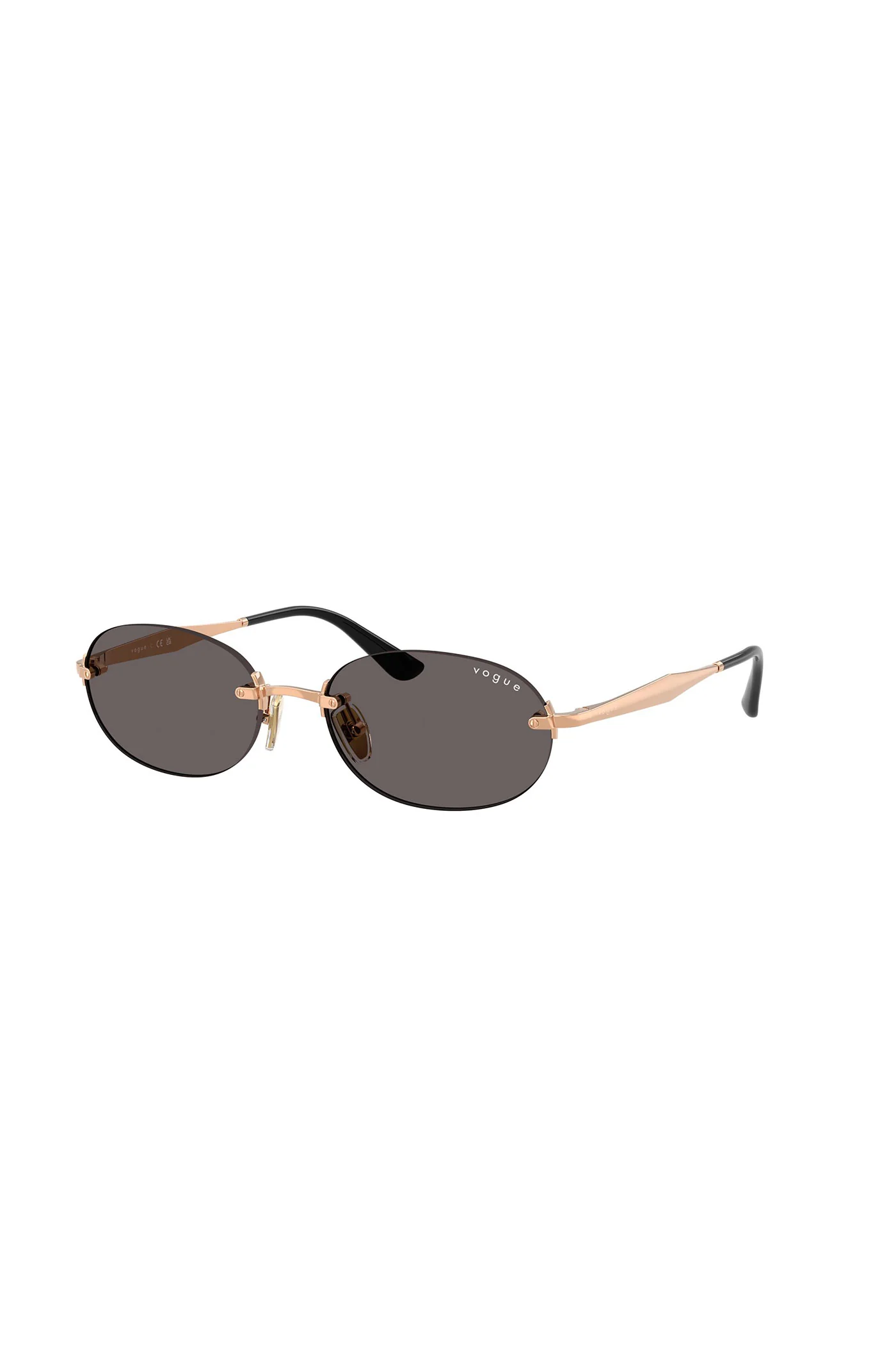 Oval Frameless Sunglasses - Black - Image 3