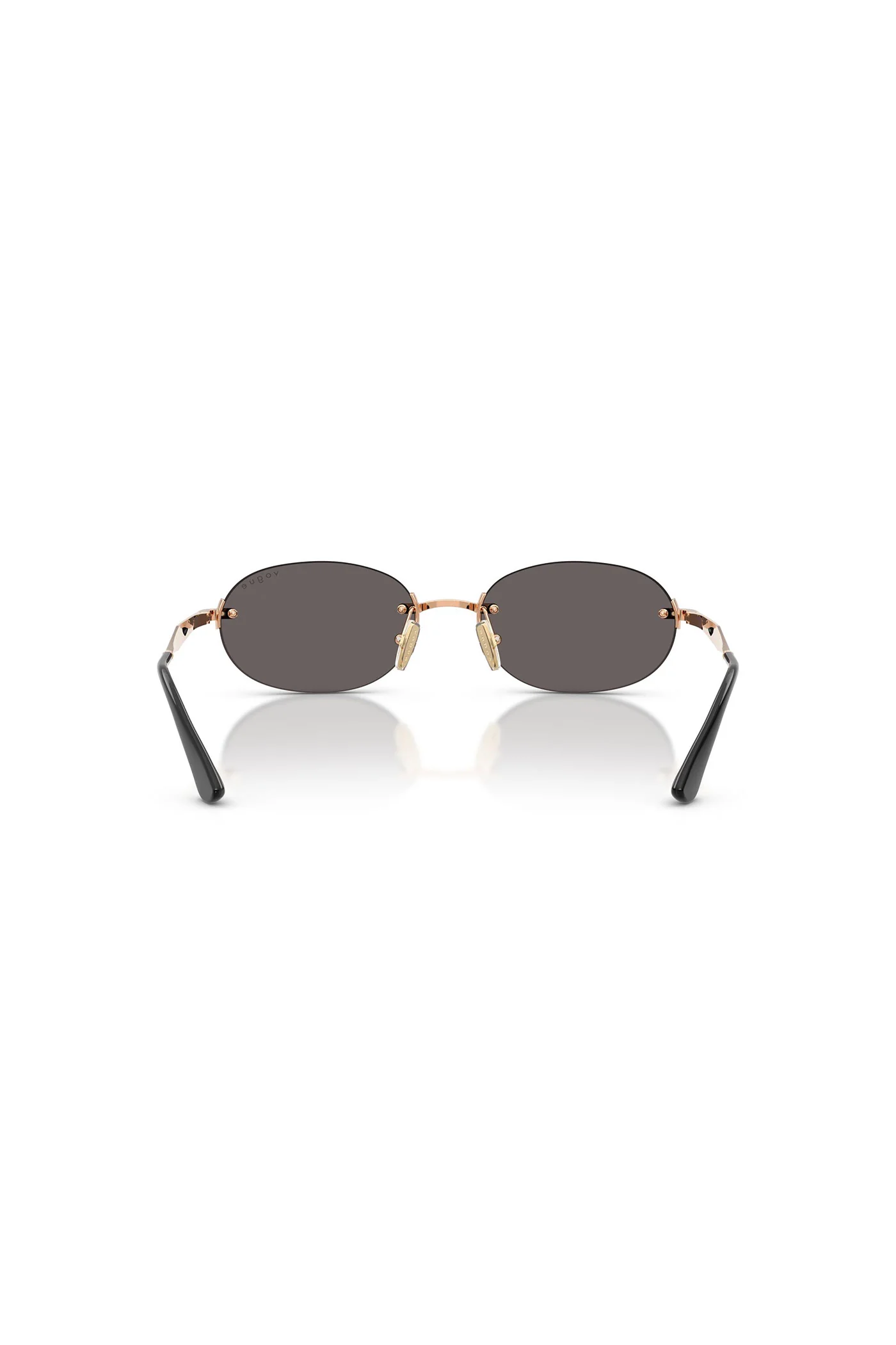 Oval Frameless Sunglasses - Black - Image 4