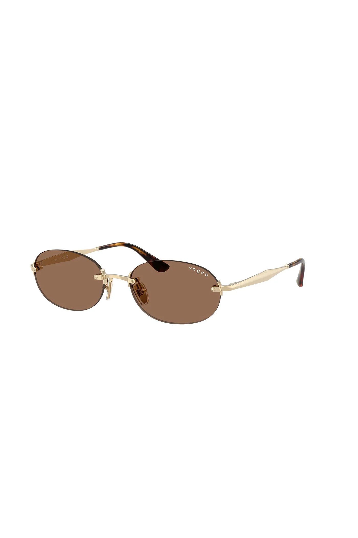 Oval Frameless Sunglasses - Brown - Image 3