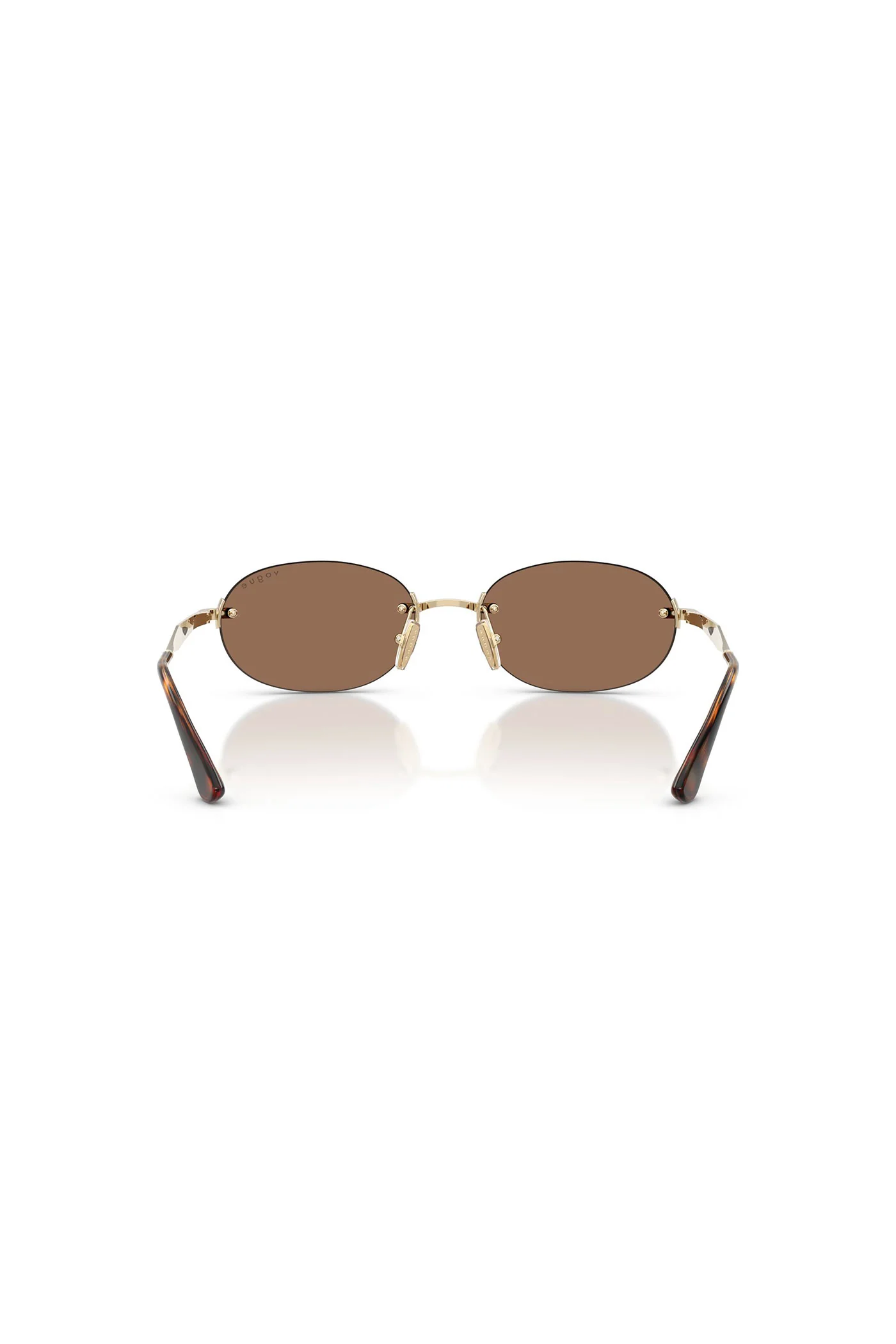 Oval Frameless Sunglasses - Brown - Image 4