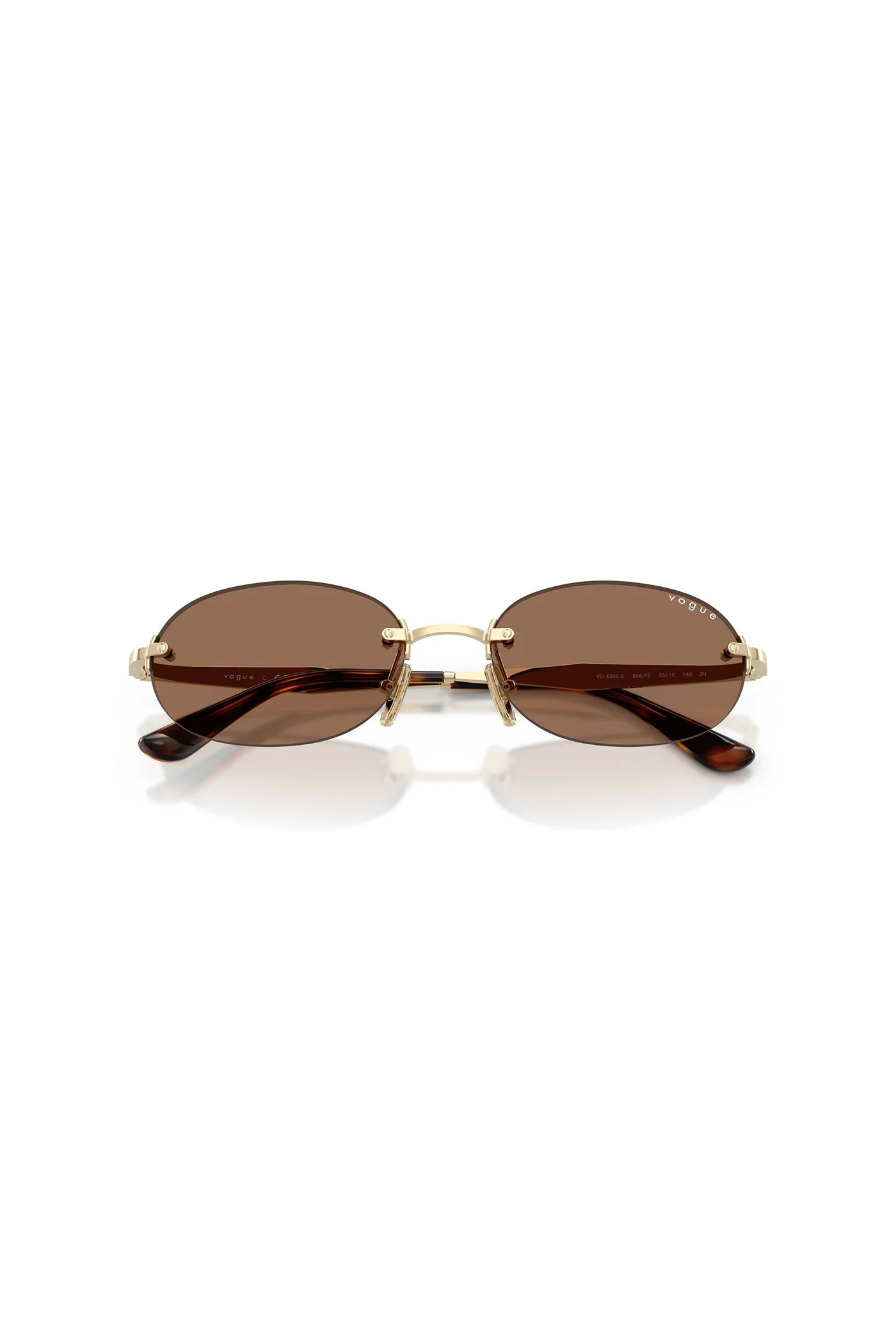 Oval Frameless Sunglasses - Brown - Image 5