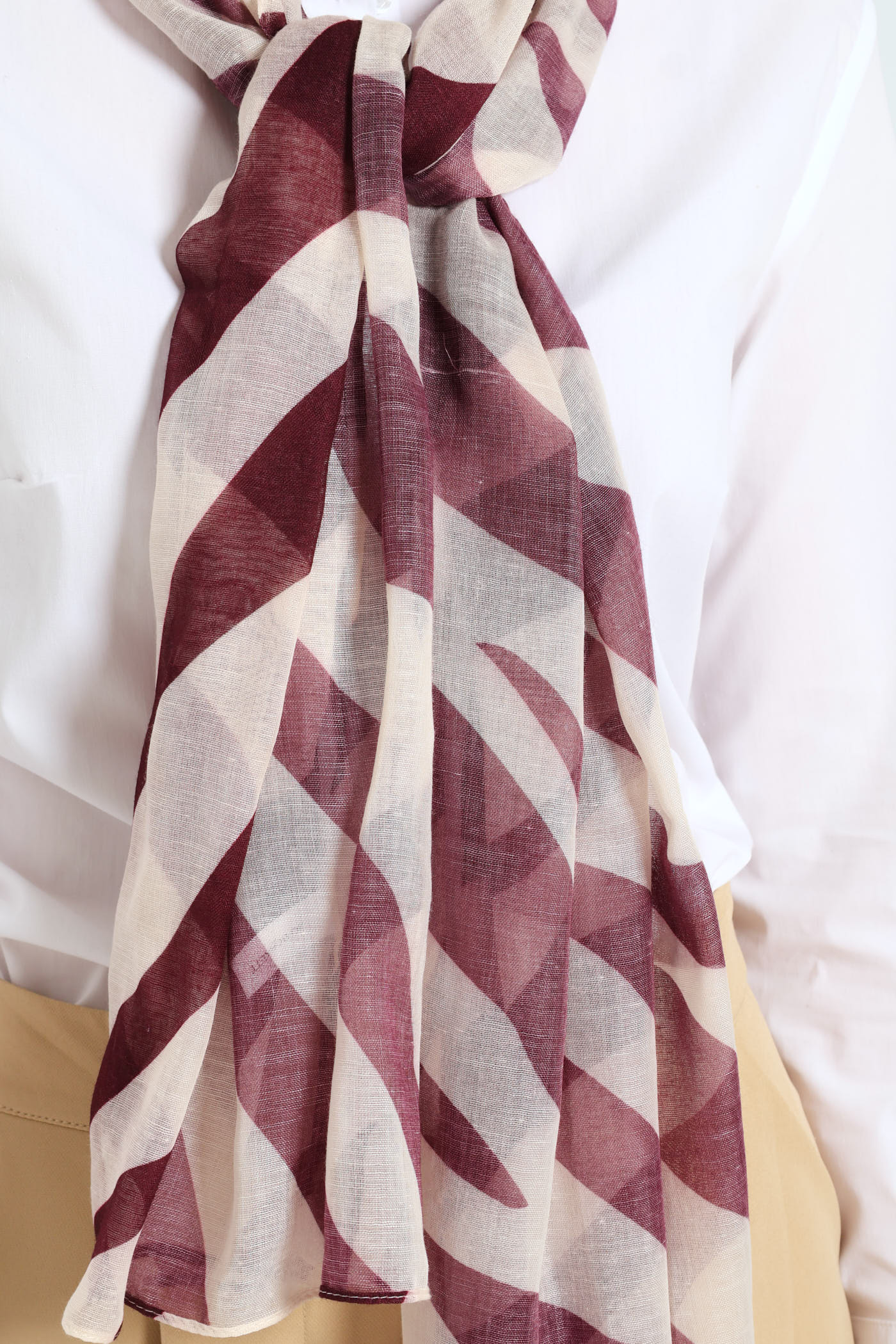 Voile Zebra Print Scarf - Burgundy - Image 2