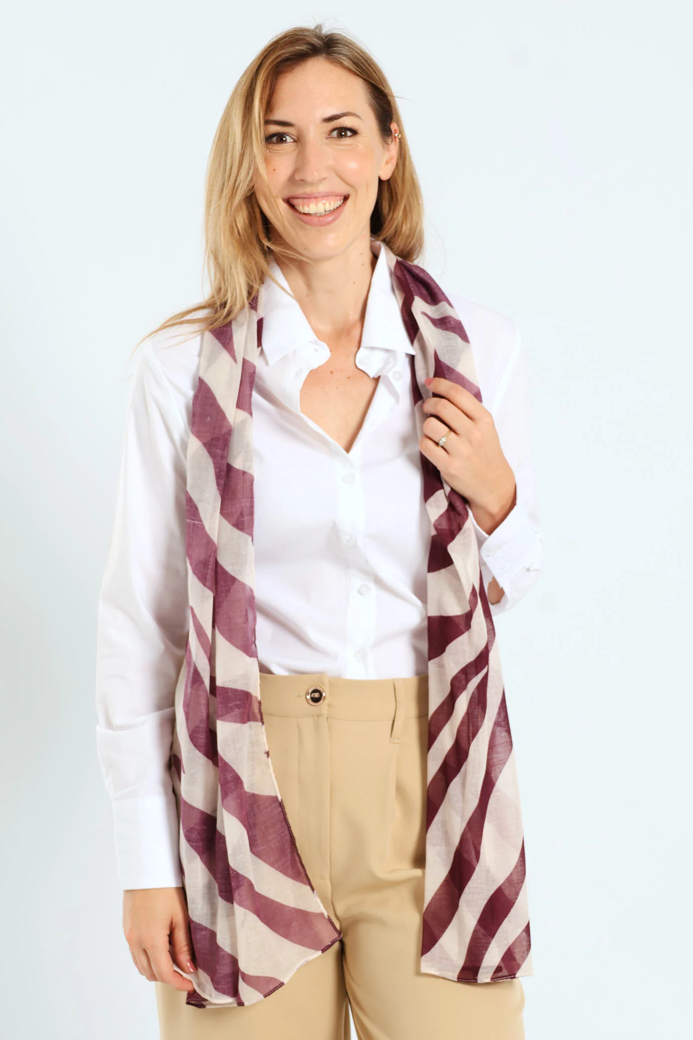 Voile Zebra Print Scarf - Burgundy - Image 3