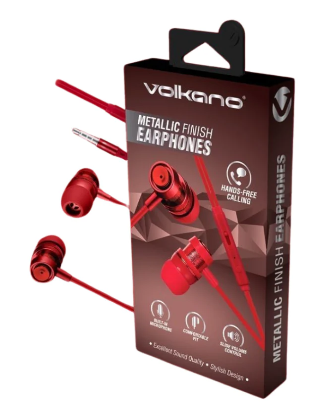 Alloy Series Metal Earphones with Mic Red - Image 2