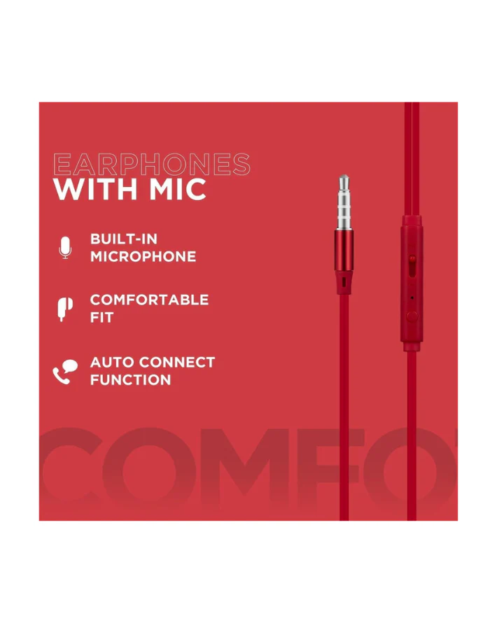 Alloy Series Metal Earphones with Mic Red - Image 4