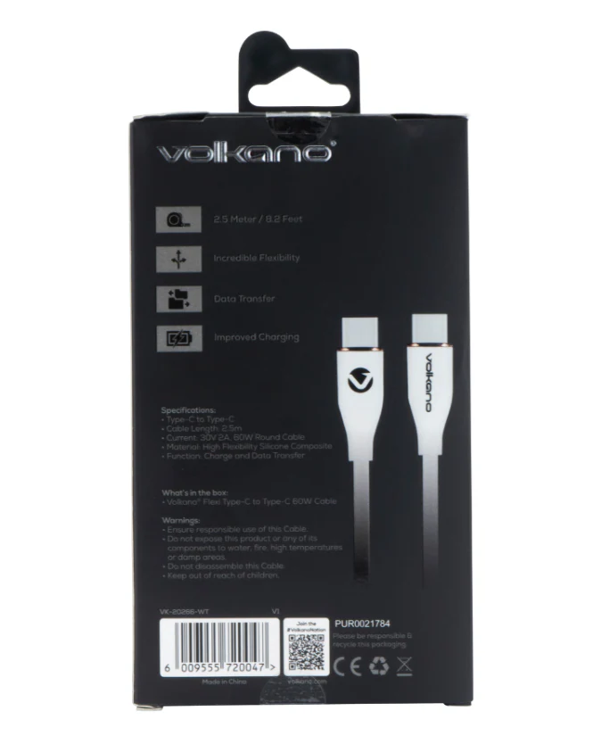 Flexi Series Type-C to Type-C 2.5m 60W White - Image 7