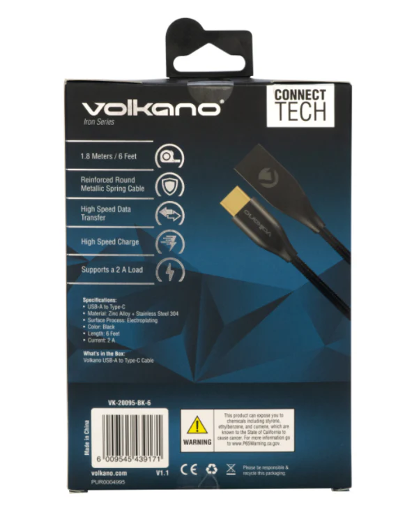 Iron Series Round Metallic Spring Type-C Cable 1.8m - Image 2