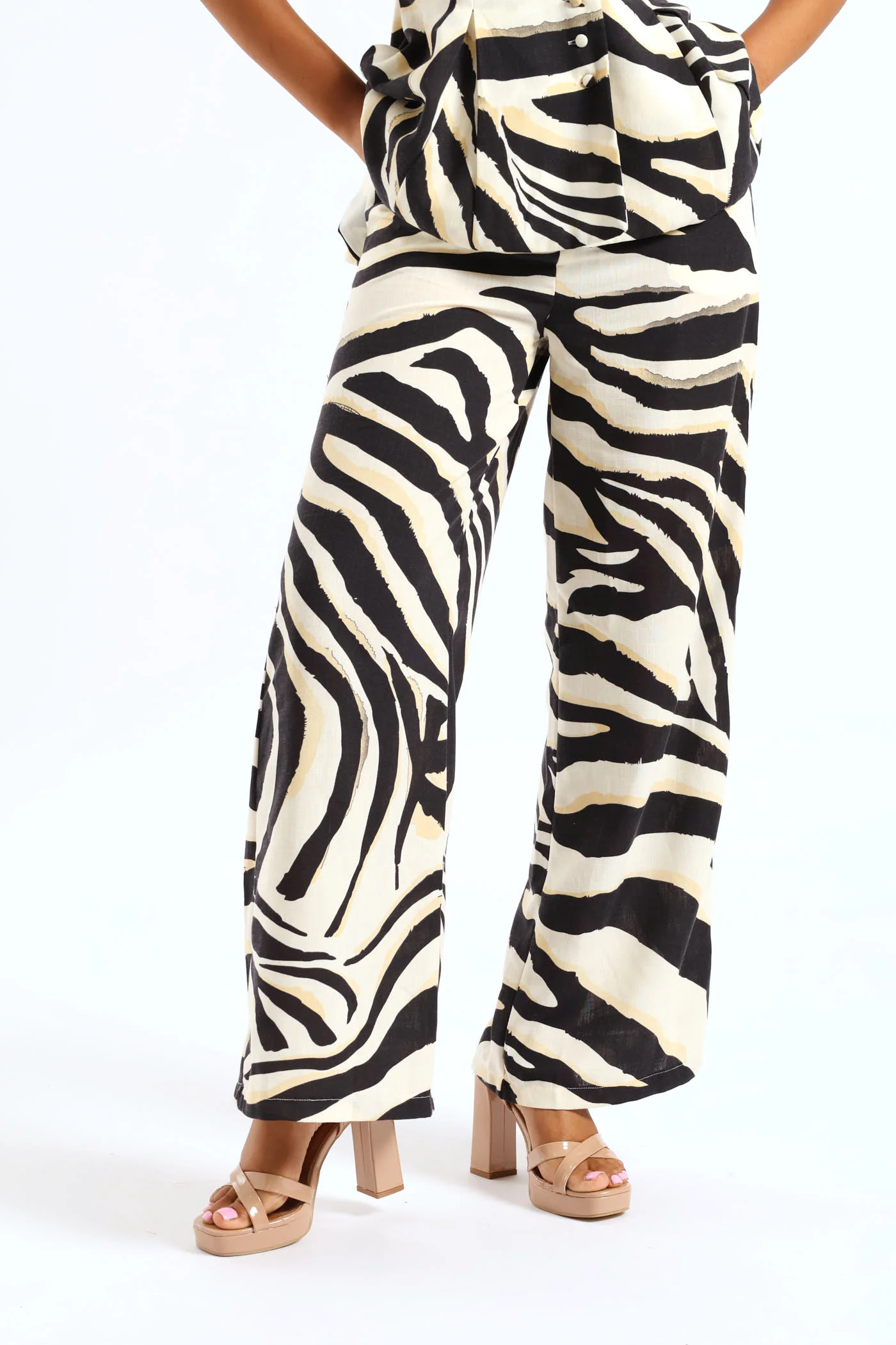 Volume Wide Leg Zebra Trouser - Black/Cream - Image 2