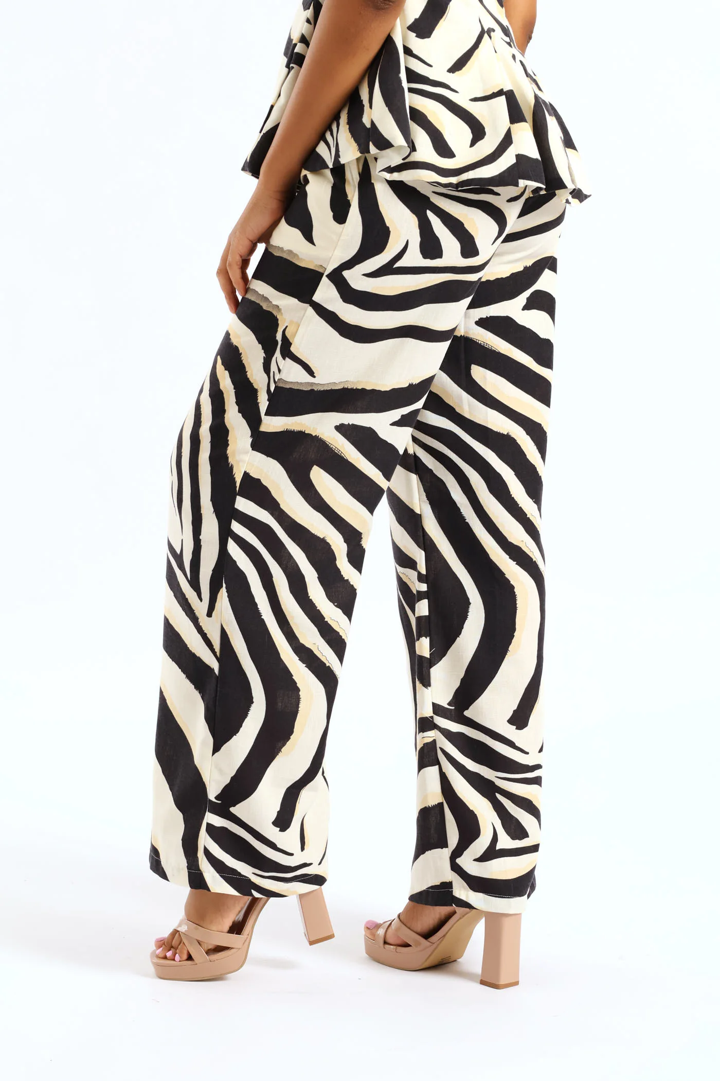 Volume Wide Leg Zebra Trouser - Black/Cream - Image 3