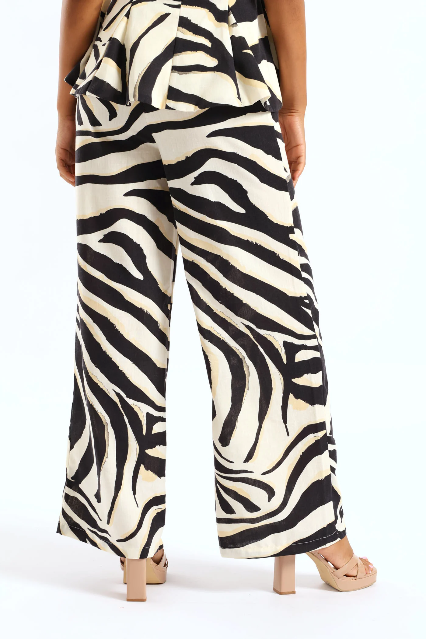 Volume Wide Leg Zebra Trouser - Black/Cream - Image 4