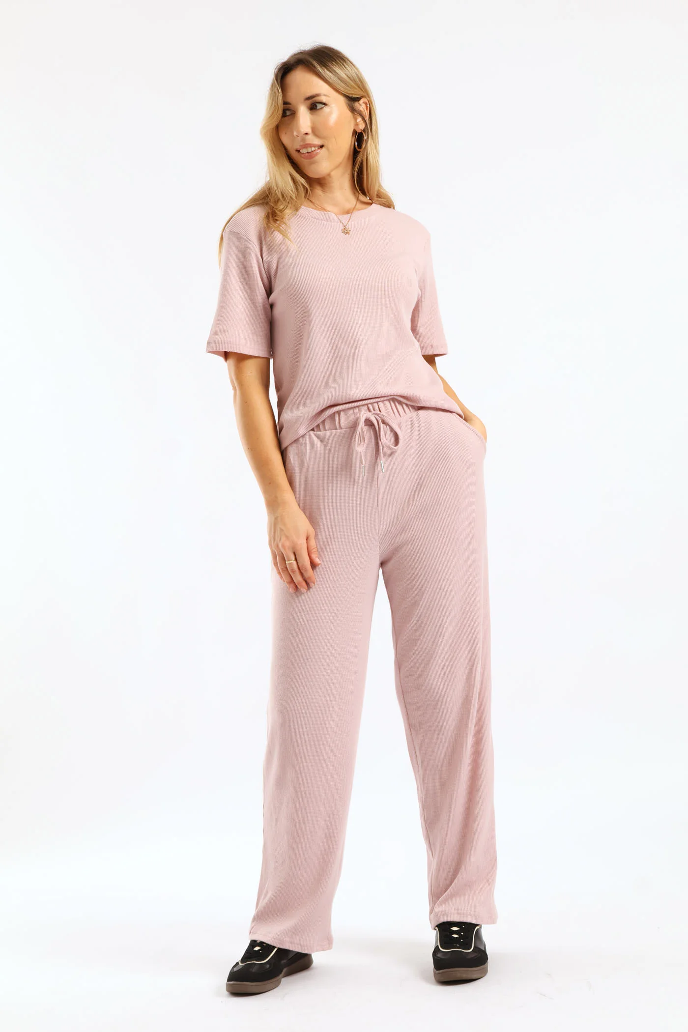 Waffle Boxy Tee - Mauve - Image 2