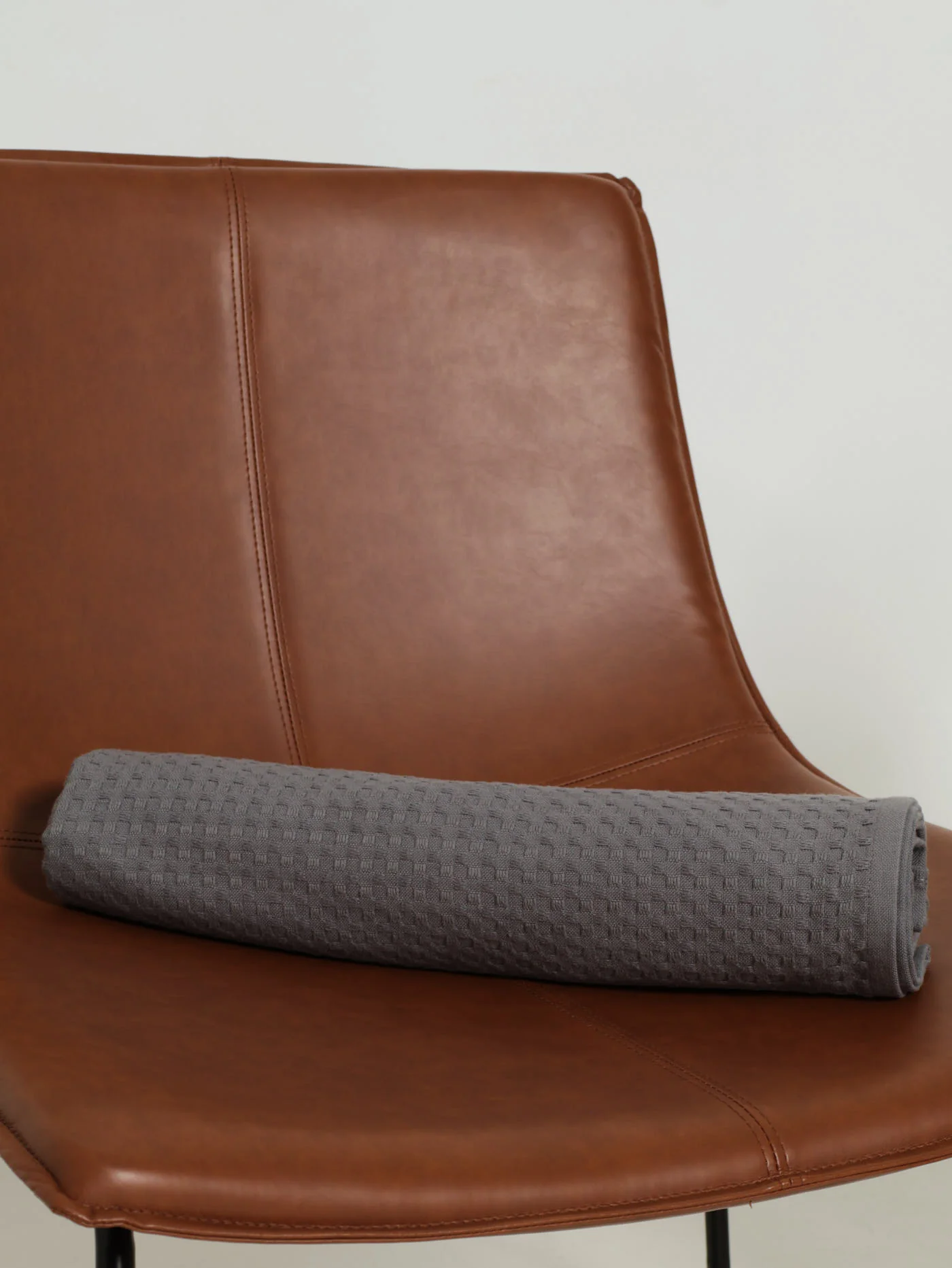 Waffle Cotton Throw 110X170cm - Charcoal - Image 3