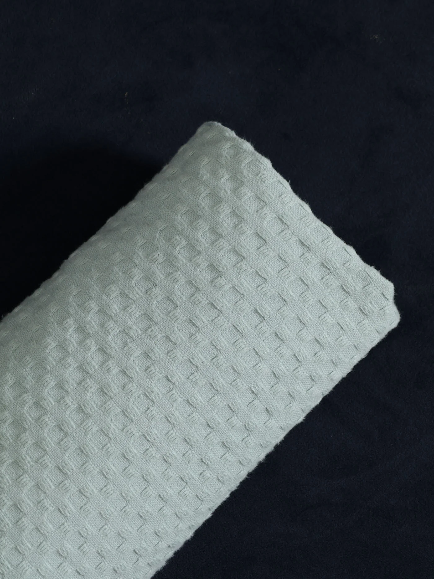 Waffle Cotton Throw 110X170cm - Duck Egg - Image 3