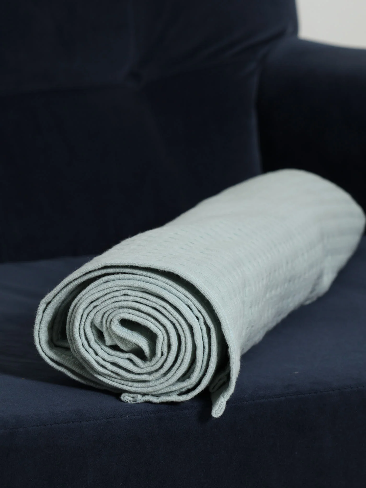 Waffle Cotton Throw 110X170cm - Duck Egg - Image 4