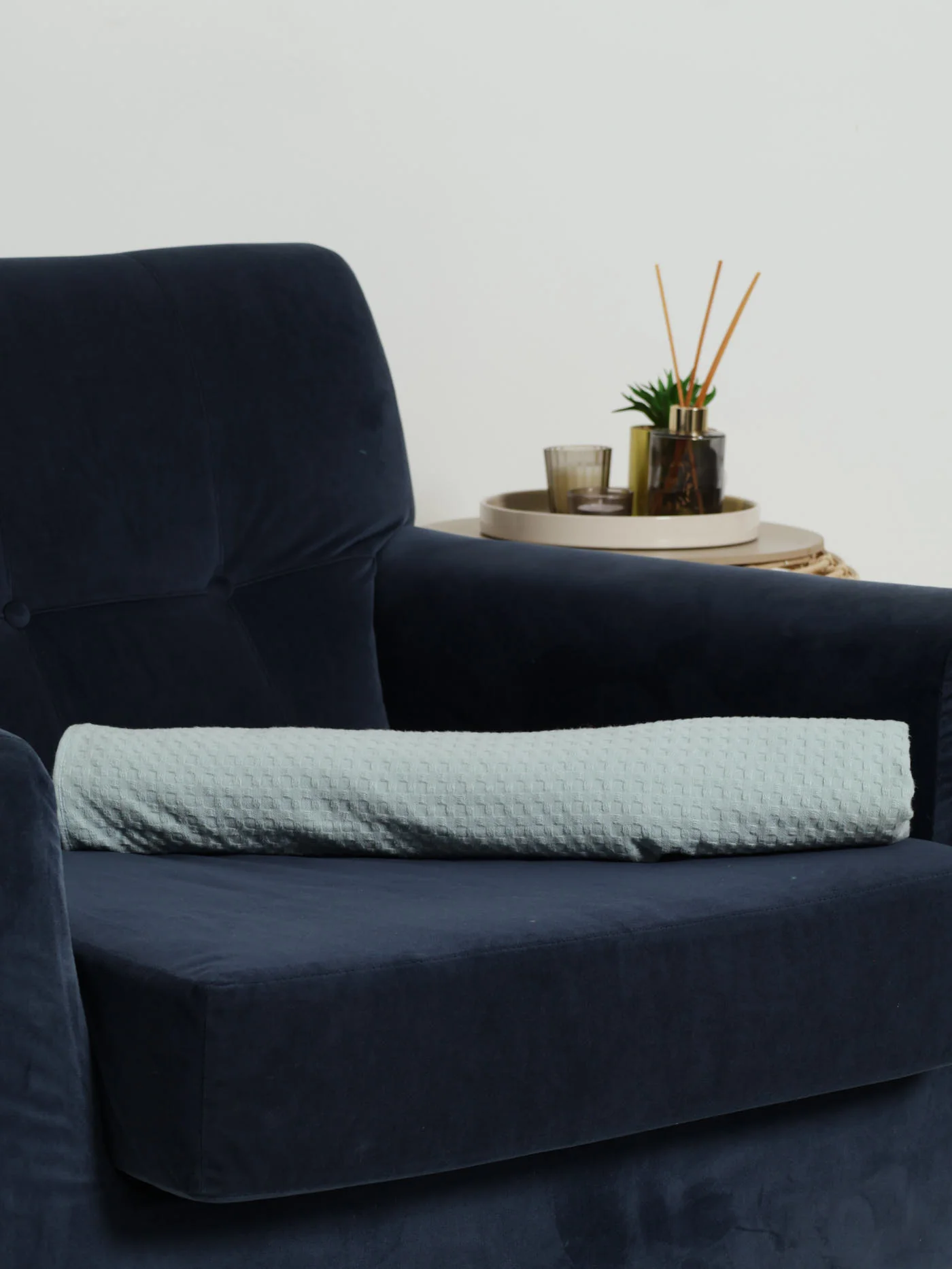Waffle Cotton Throw 110X170cm - Duck Egg - Image 5