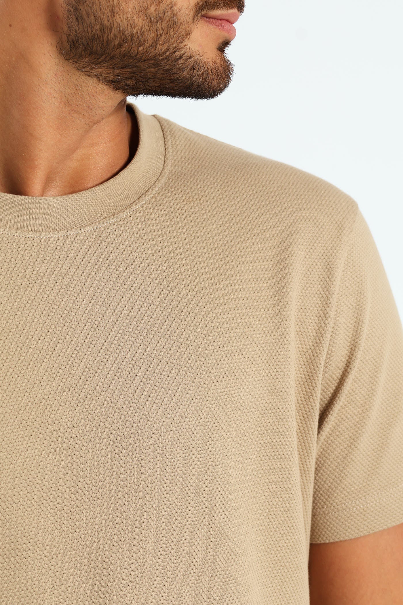 Waffle Crew Tee - Taupe - Image 4