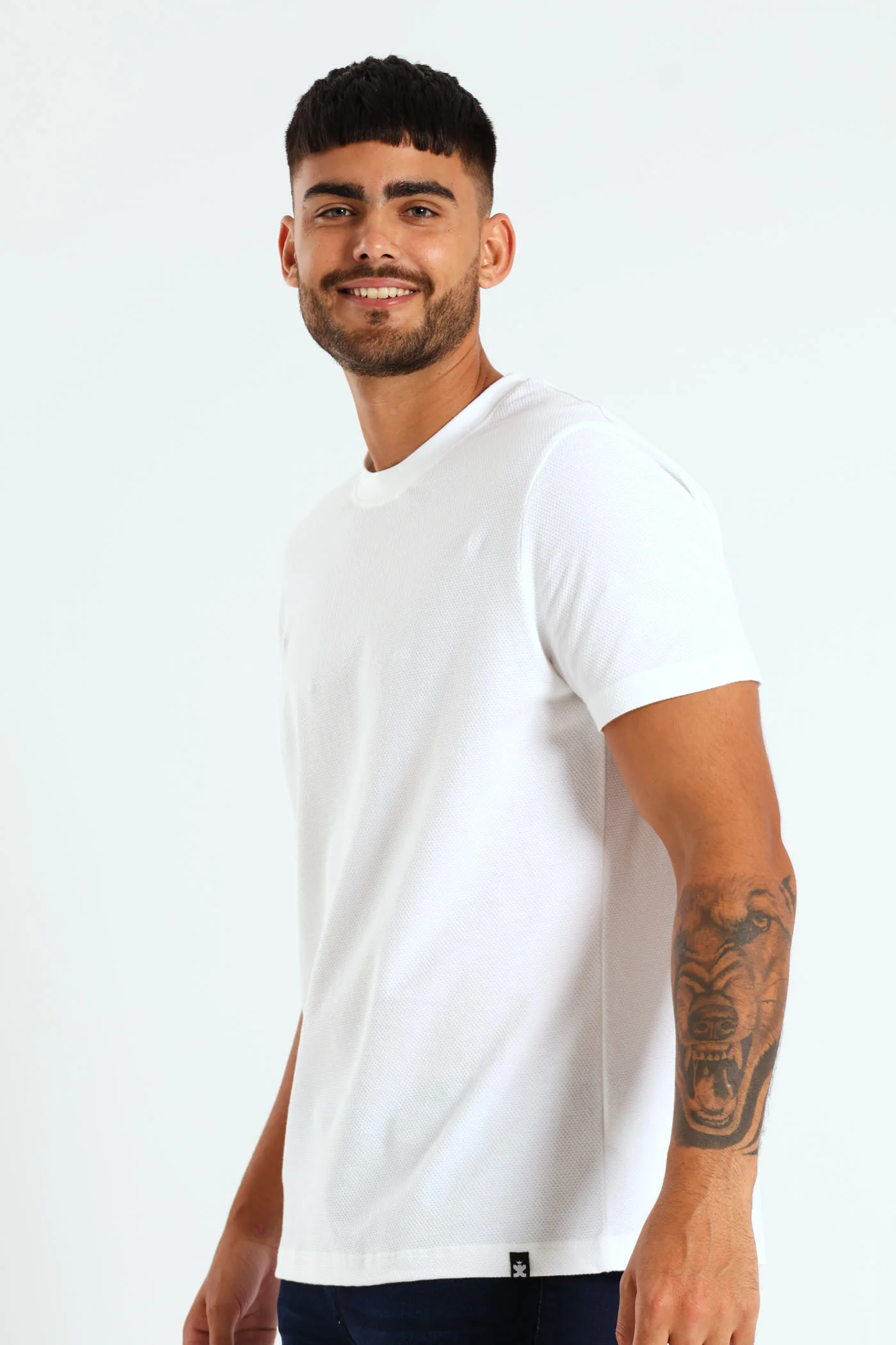 Waffle Crew Tee - White - Image 2