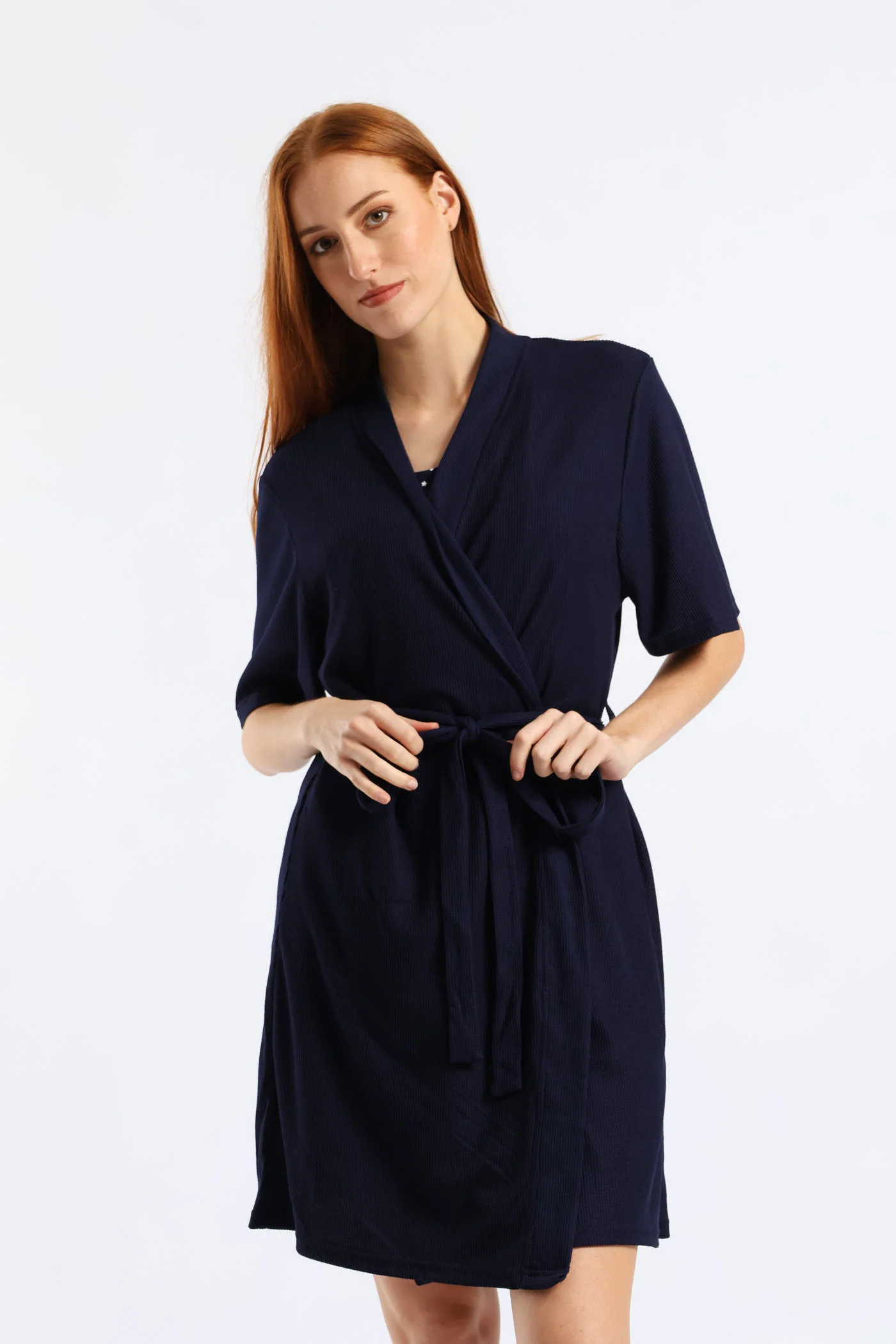 Waffle Knit Gown - Navy - Image 3