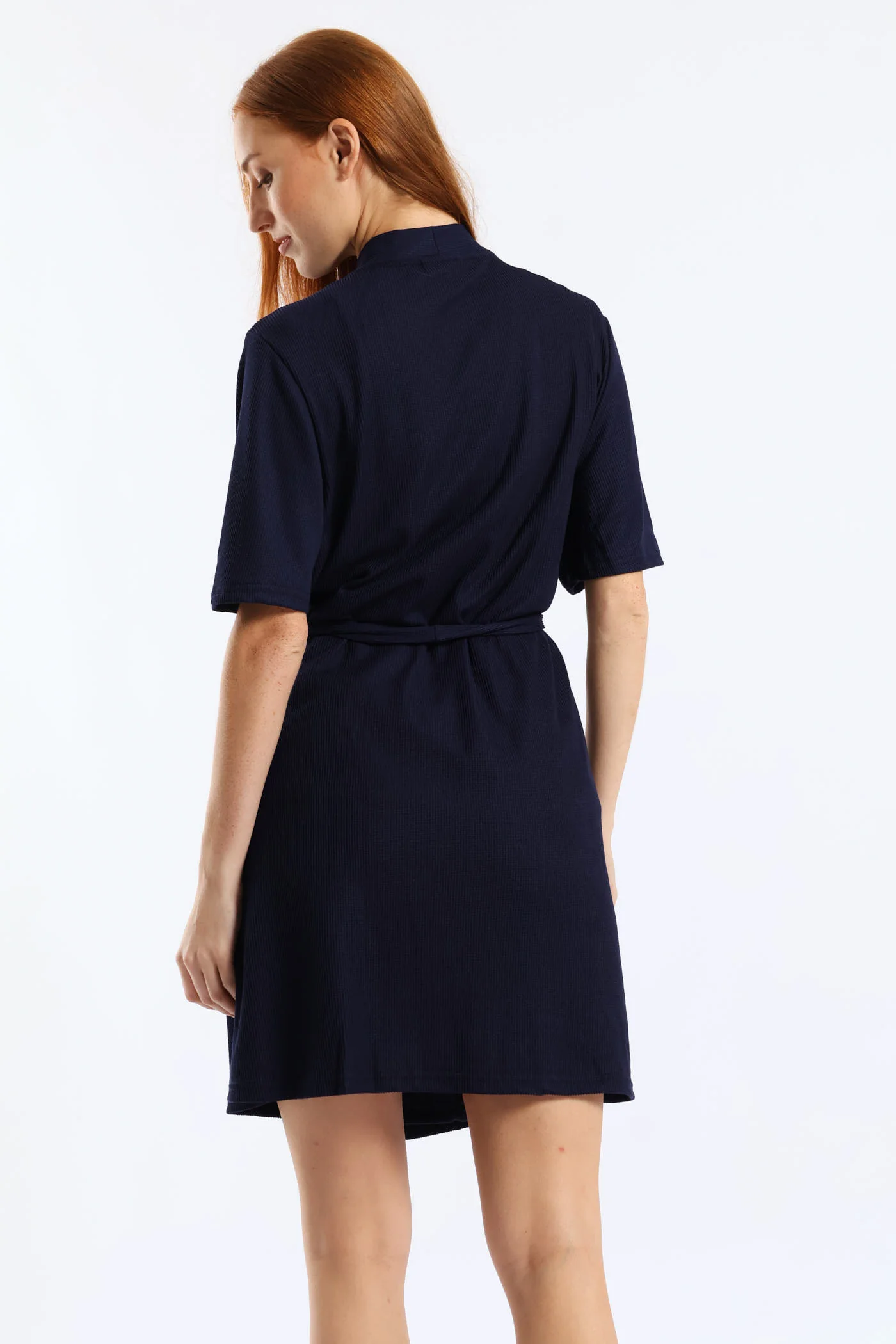 Waffle Knit Gown - Navy - Image 4
