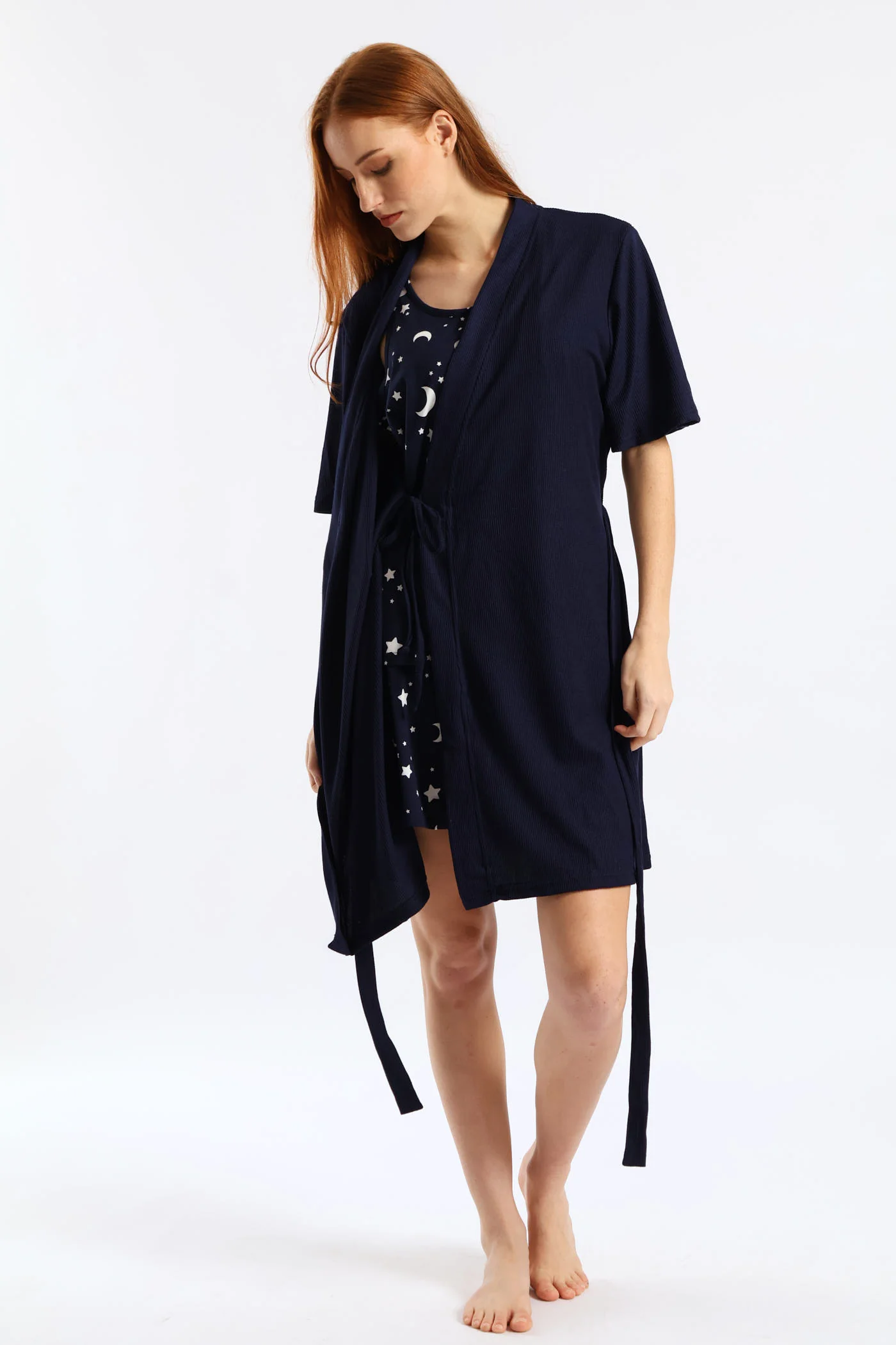 Waffle Knit Gown - Navy - Image 5