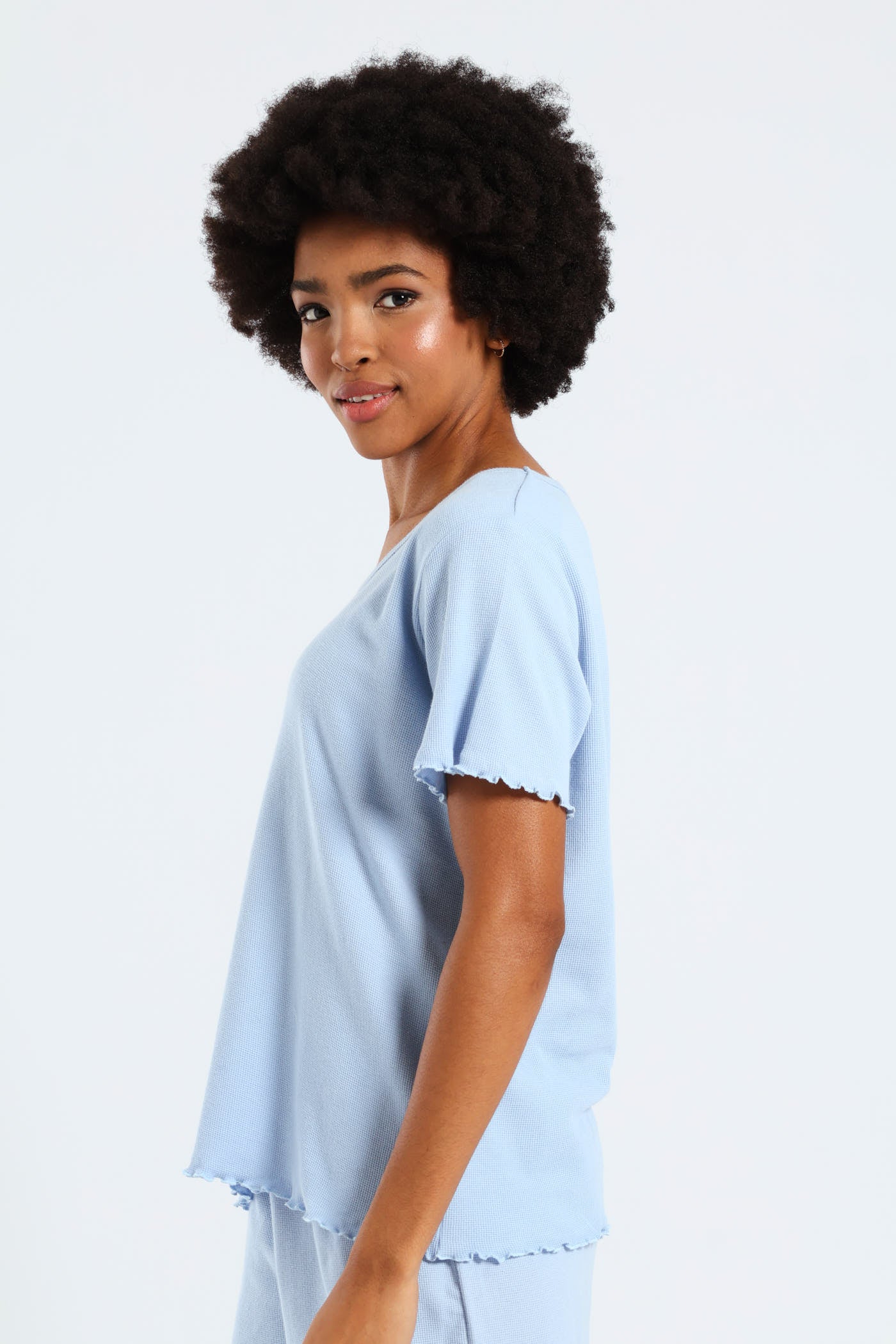 Waffle Knit Top - Blue - Image 3