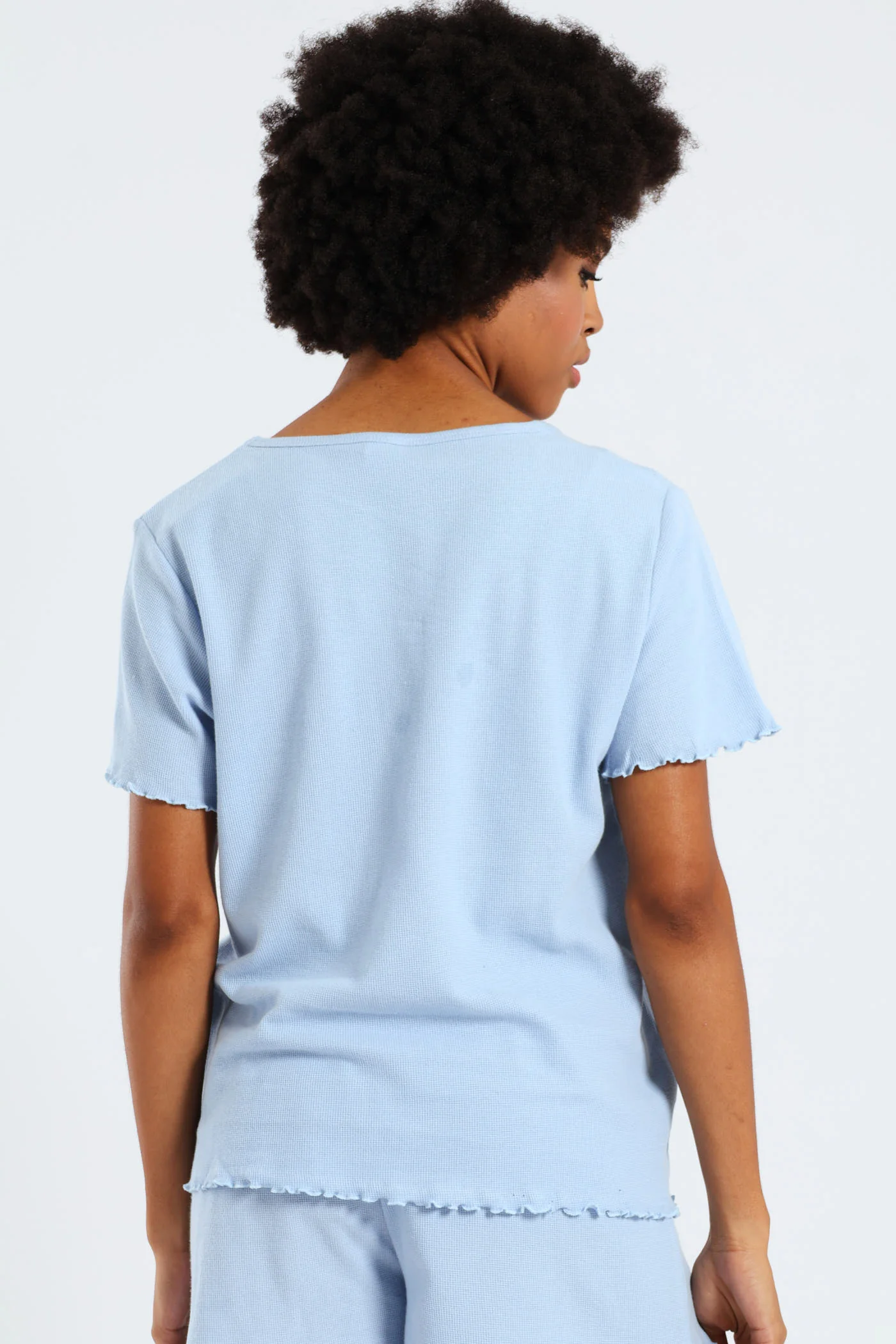 Waffle Knit Top - Blue - Image 4